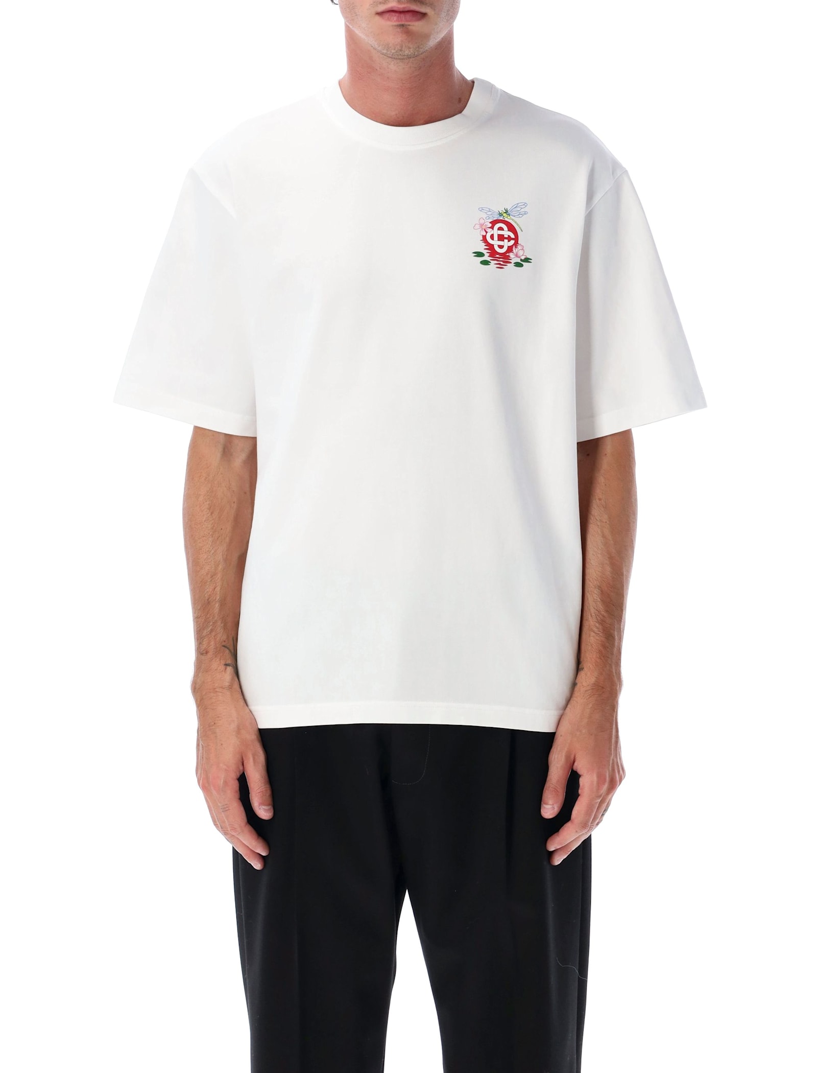 Casablanca White Dragonfly Floral Oversized T-shirt