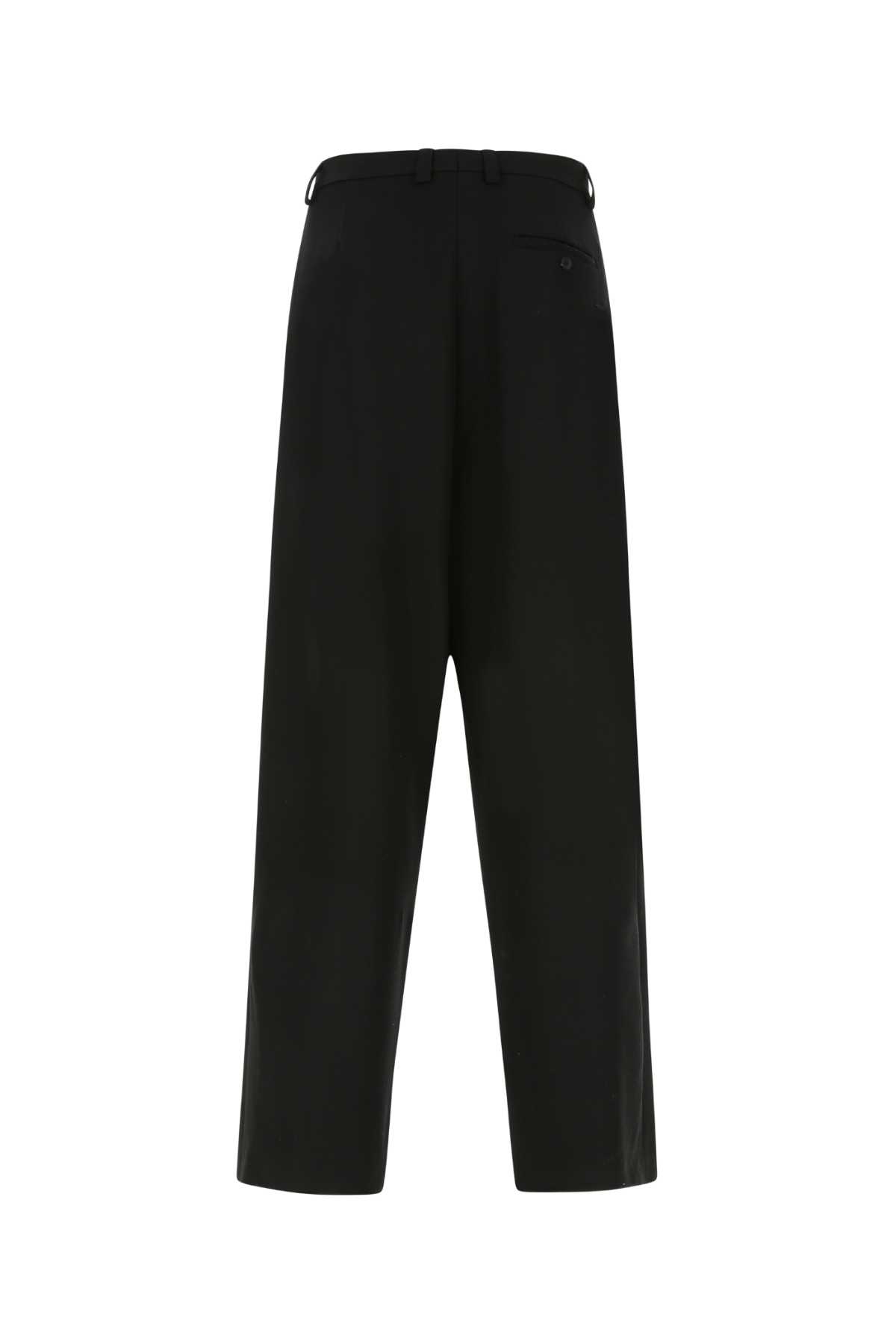 Shop Balenciaga Black Wool Wide-leg Pant In 1000