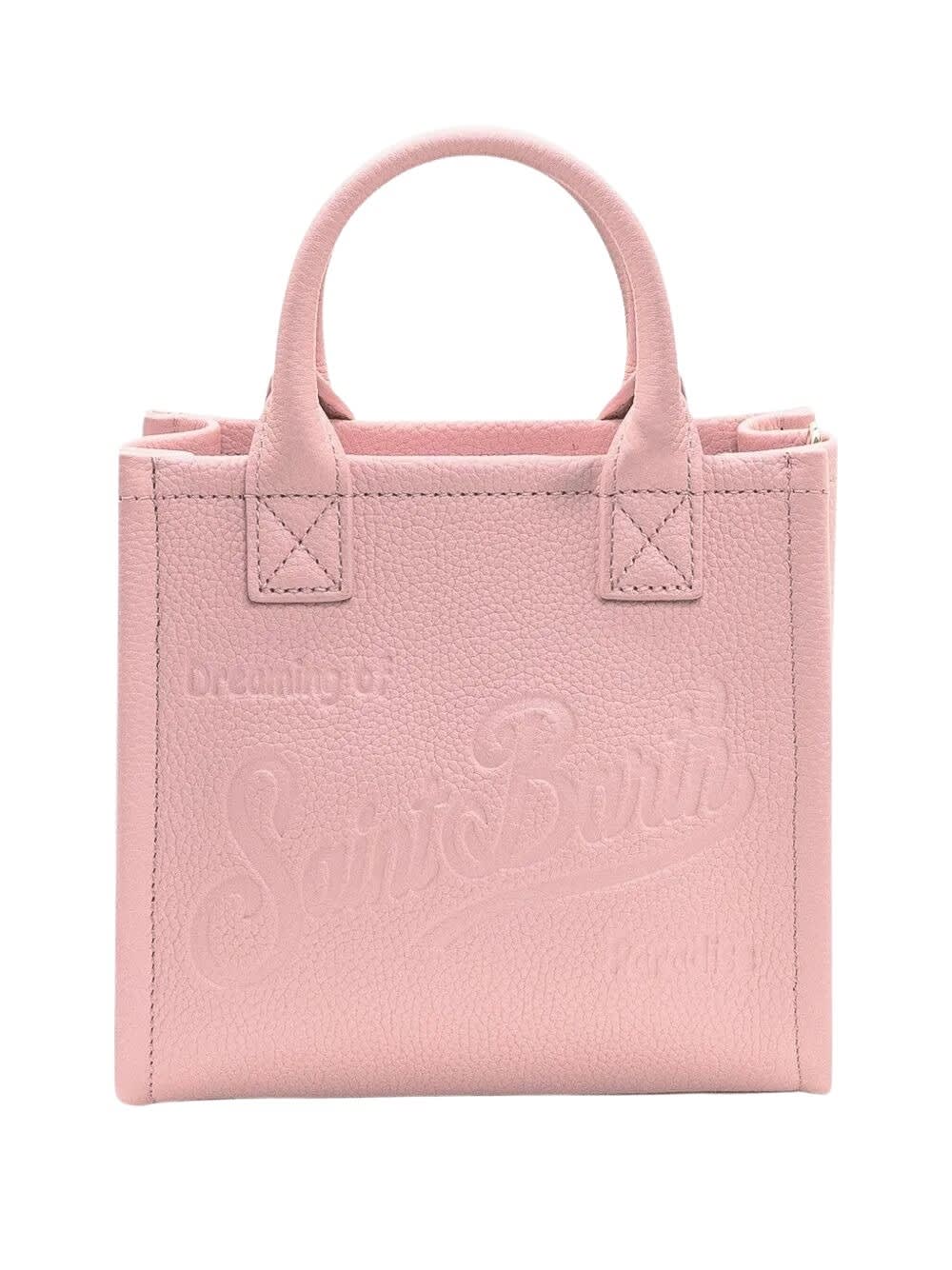 Mc2 Saint Barth Compact Rectangular Mini Vanity Bag With Gold-tone Accents In Pink