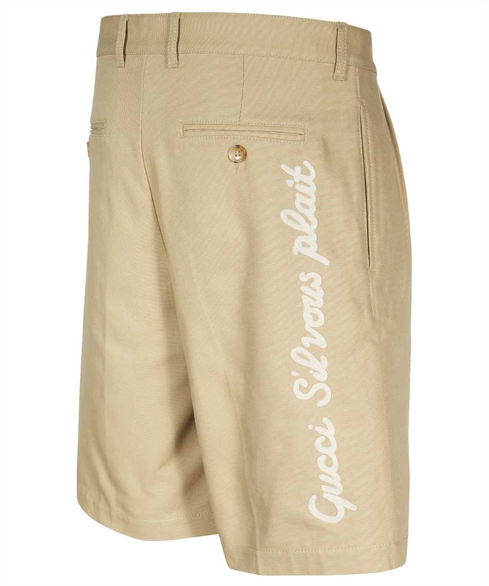 Shop Gucci Cotton Bermuda With Pleats In Beige