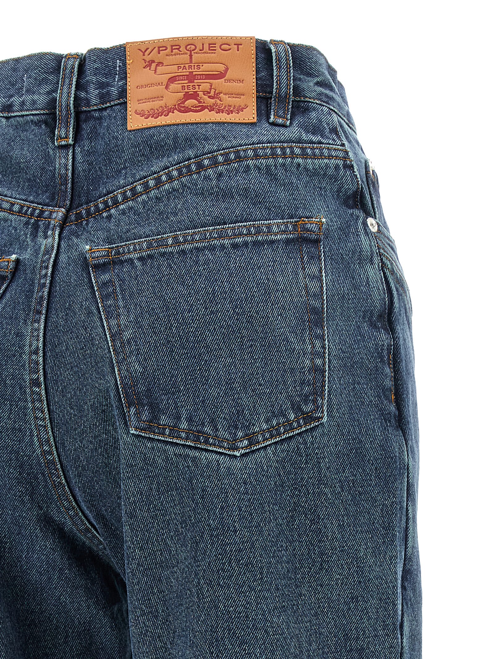 Shop Y/project Evergreen Cut Out Jeans In Blue