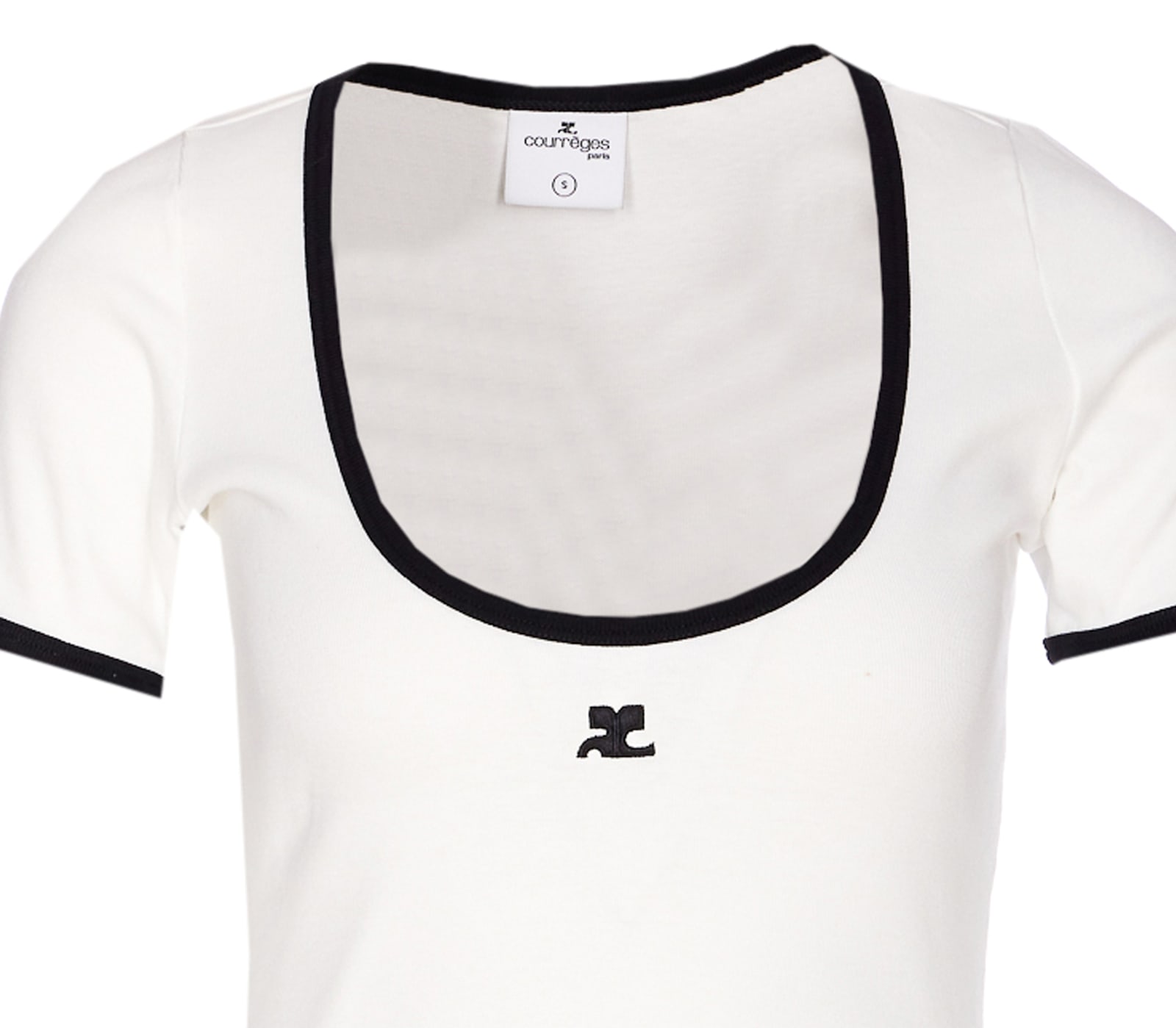 Courrèges Ribbed Cotton Mini Dress With Logo Embroidery In White