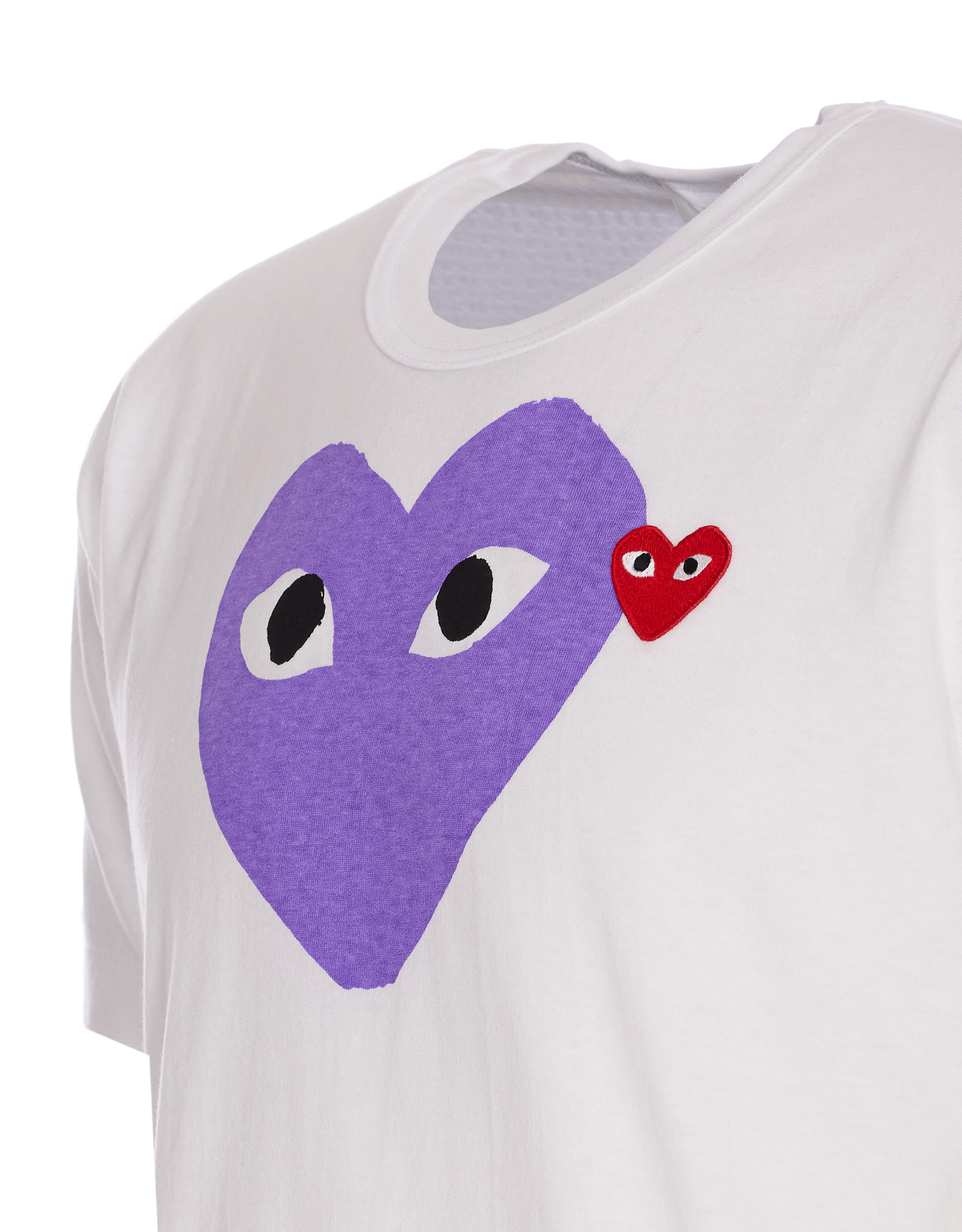 Comme Des Garçons Play Printed T-shirt And Logo Patch In White