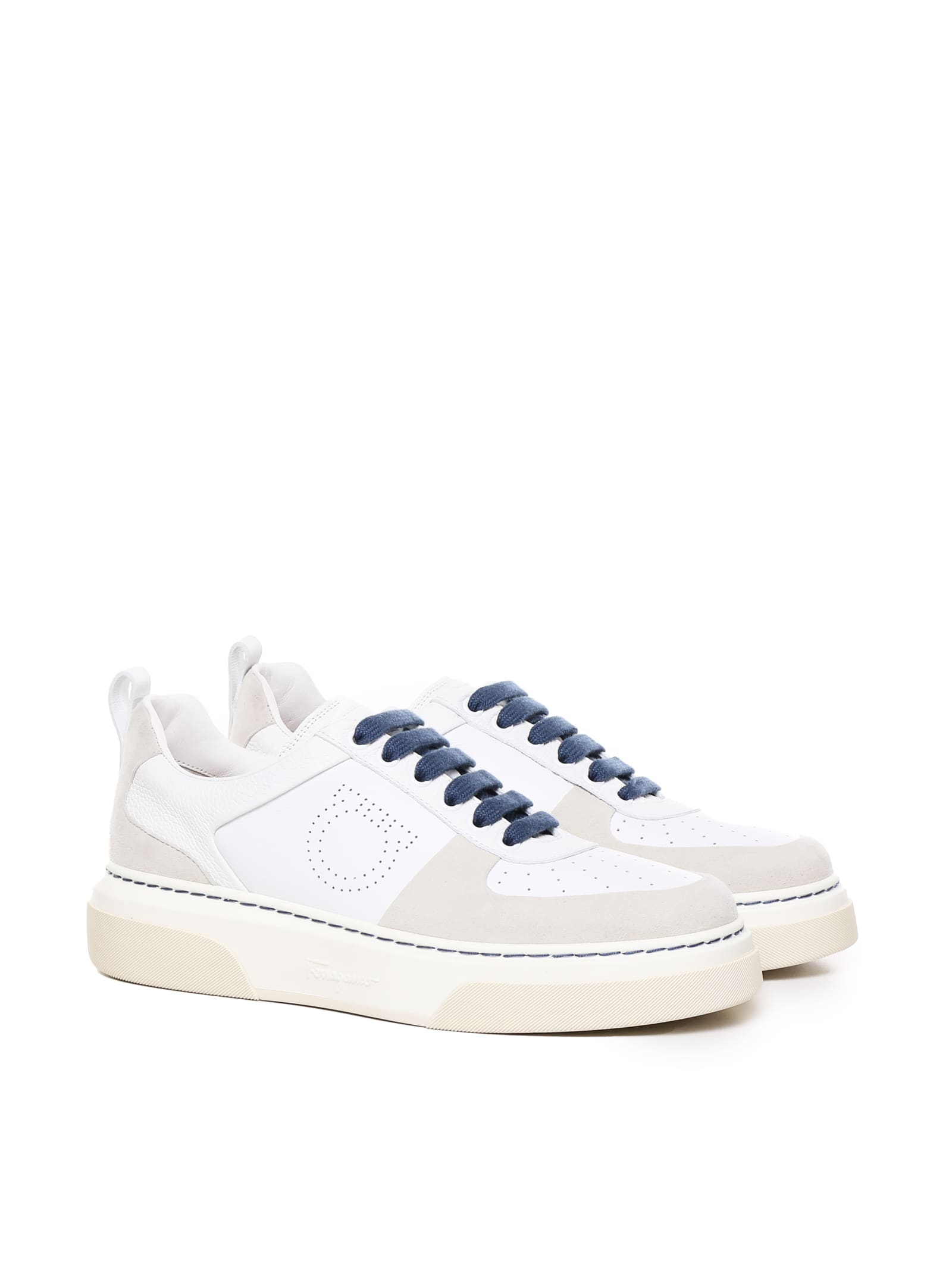 Shop Ferragamo Sneakers In Calfskin In White