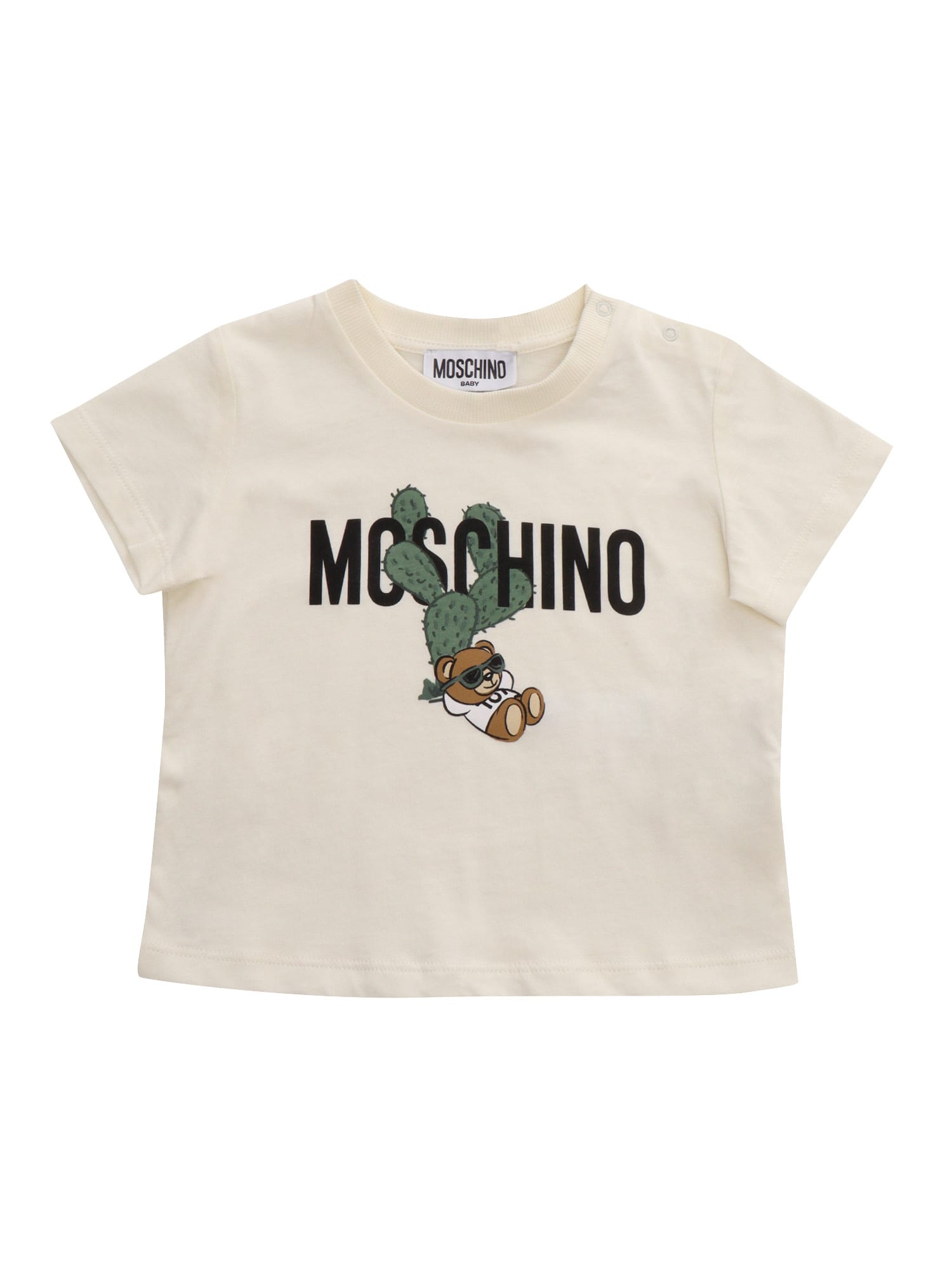 Moschino Babies' Cream Colored T-shirt With Pattern In Panna