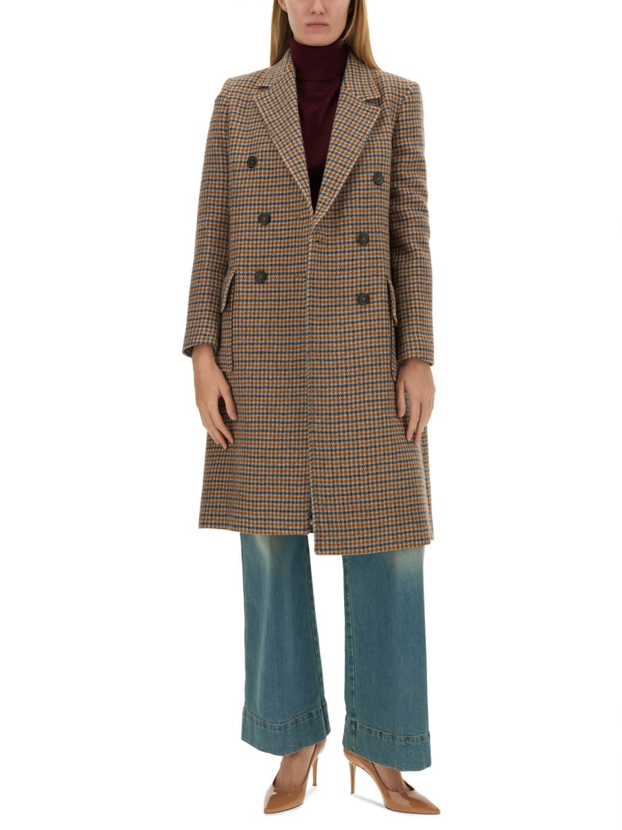 Shop Ps By Paul Smith Double-breasted Coat In Multicolour