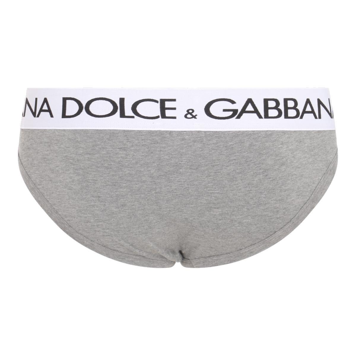 Dolce & Gabbana Mid-rise Briefs In Two-way Stretch Cotton In Melange Grigi