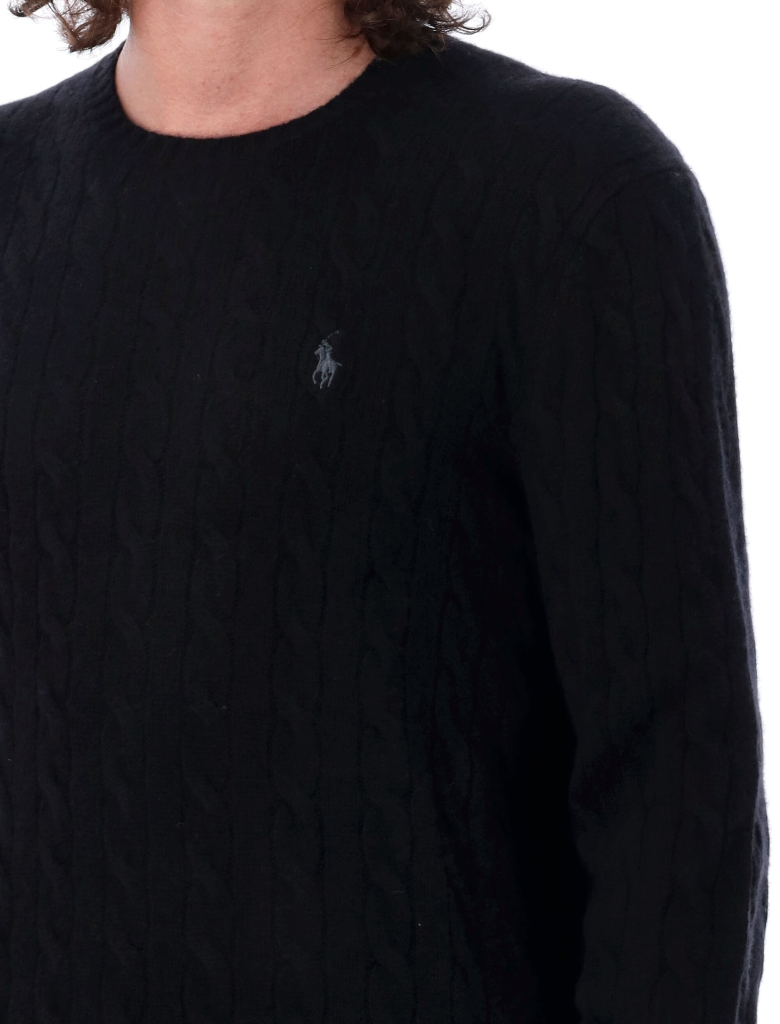 Polo Ralph Lauren Navy Blue Sweater In Cotton And Cashmere In Black