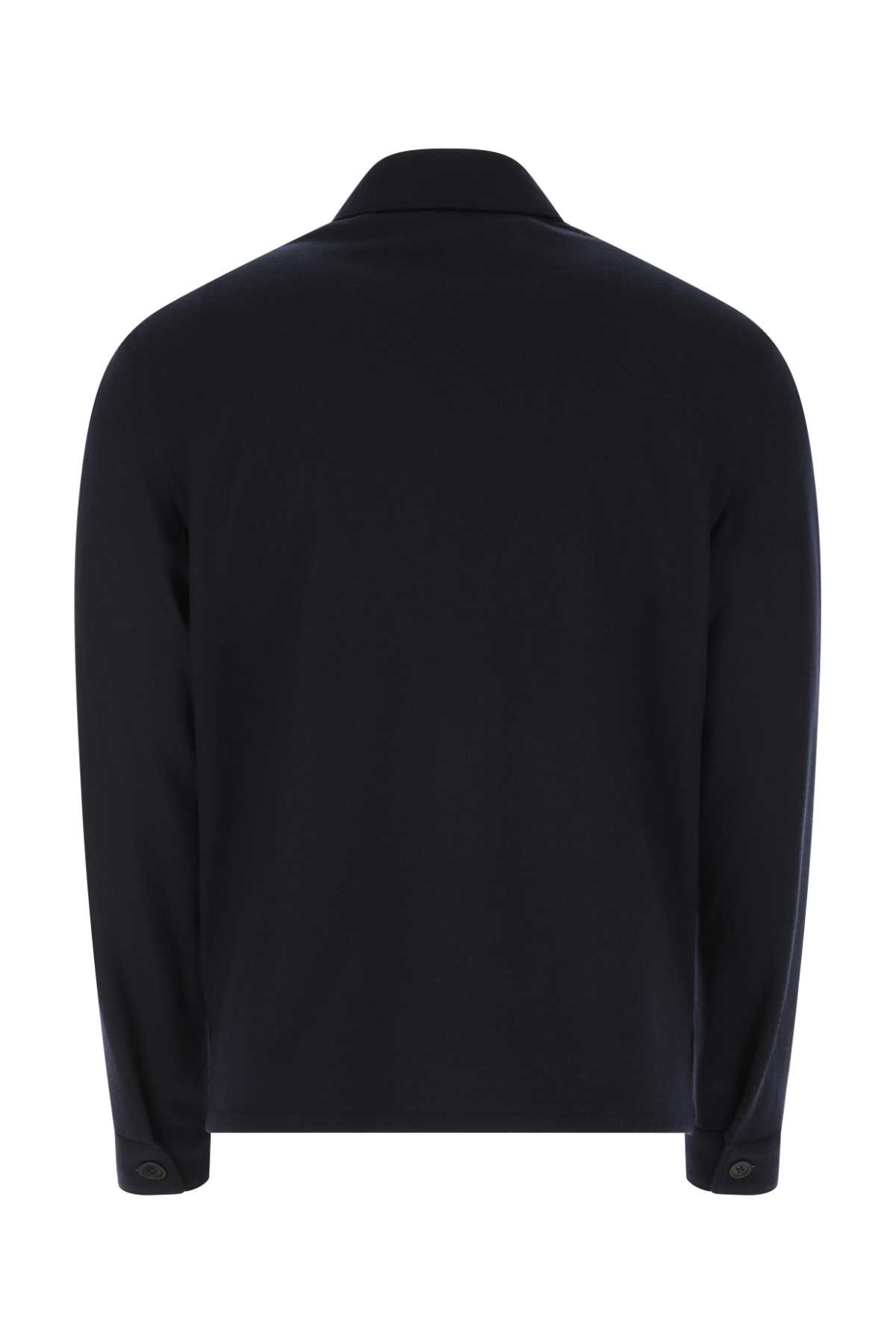 Prada Navy Blue Wool And Cashmere Shirt In F0svf