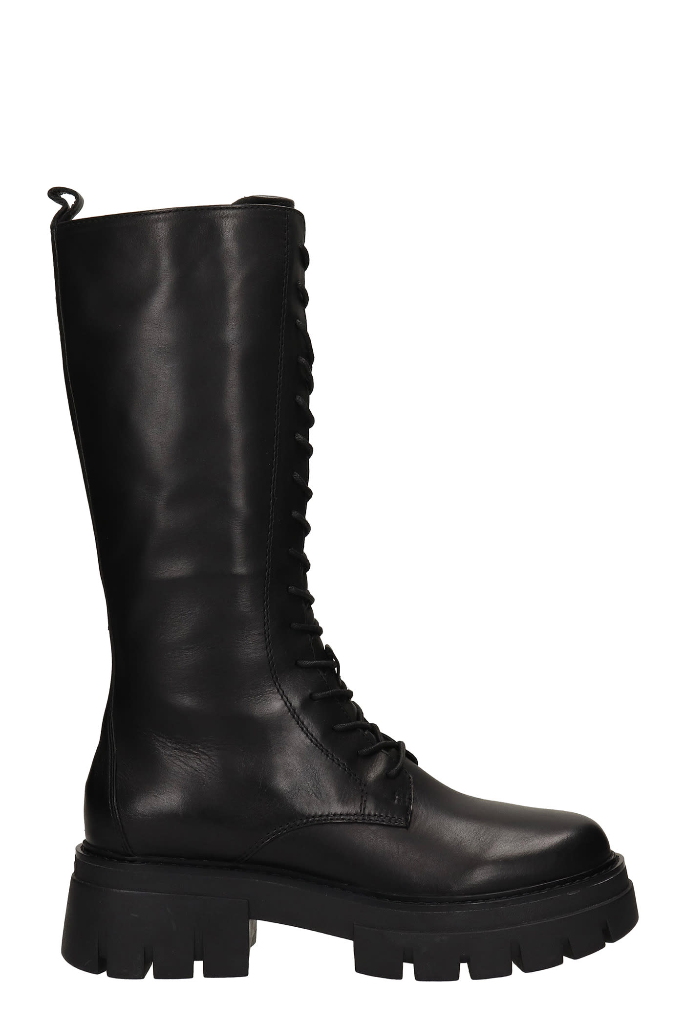 Ash Lullaby Combat Boots In Black Leather