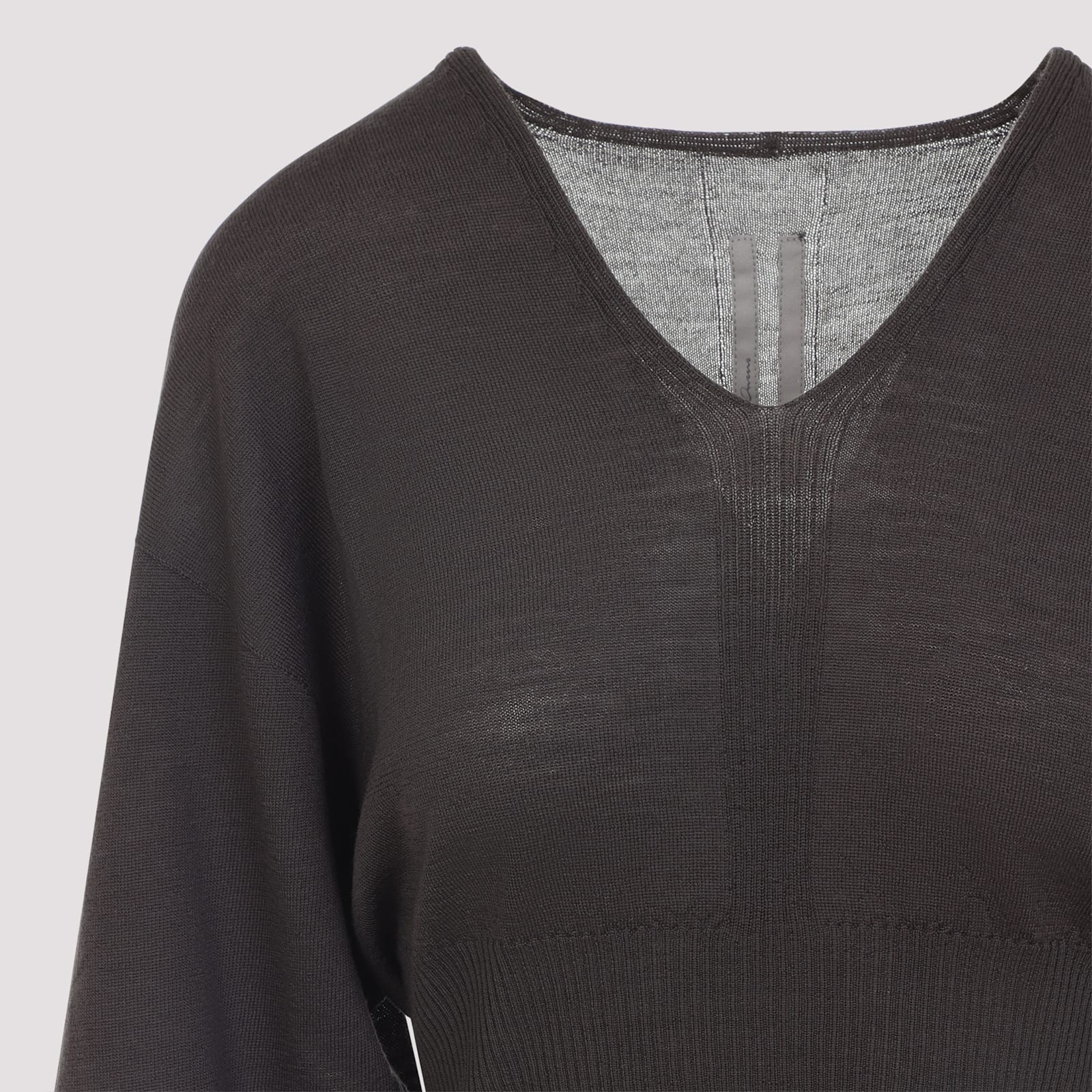 Rick Owens Cropped Virgin Wool Pullover V-neck In Black