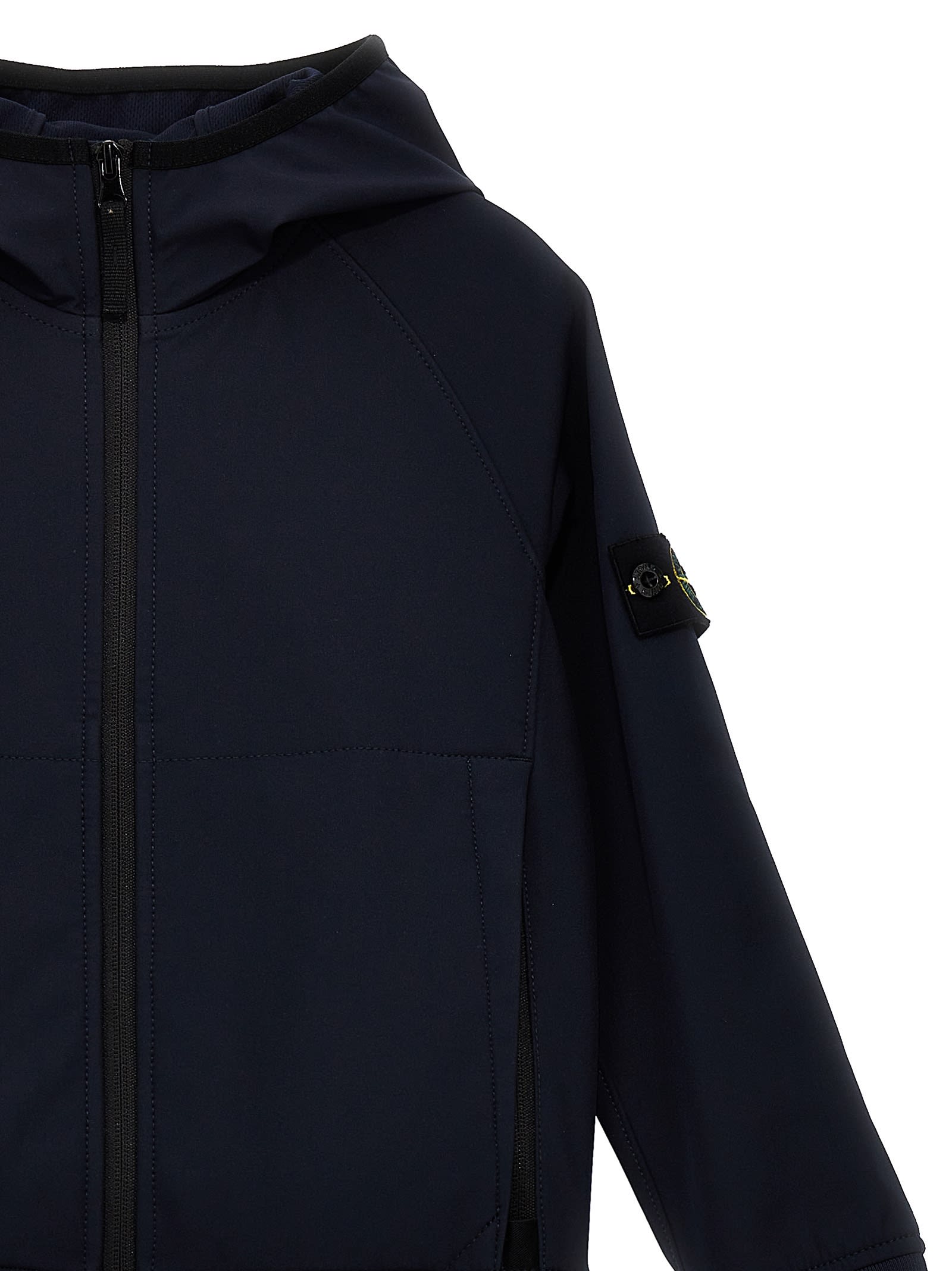 Stone Island Compass-badge Hooded Bomber Jacket In Blu
