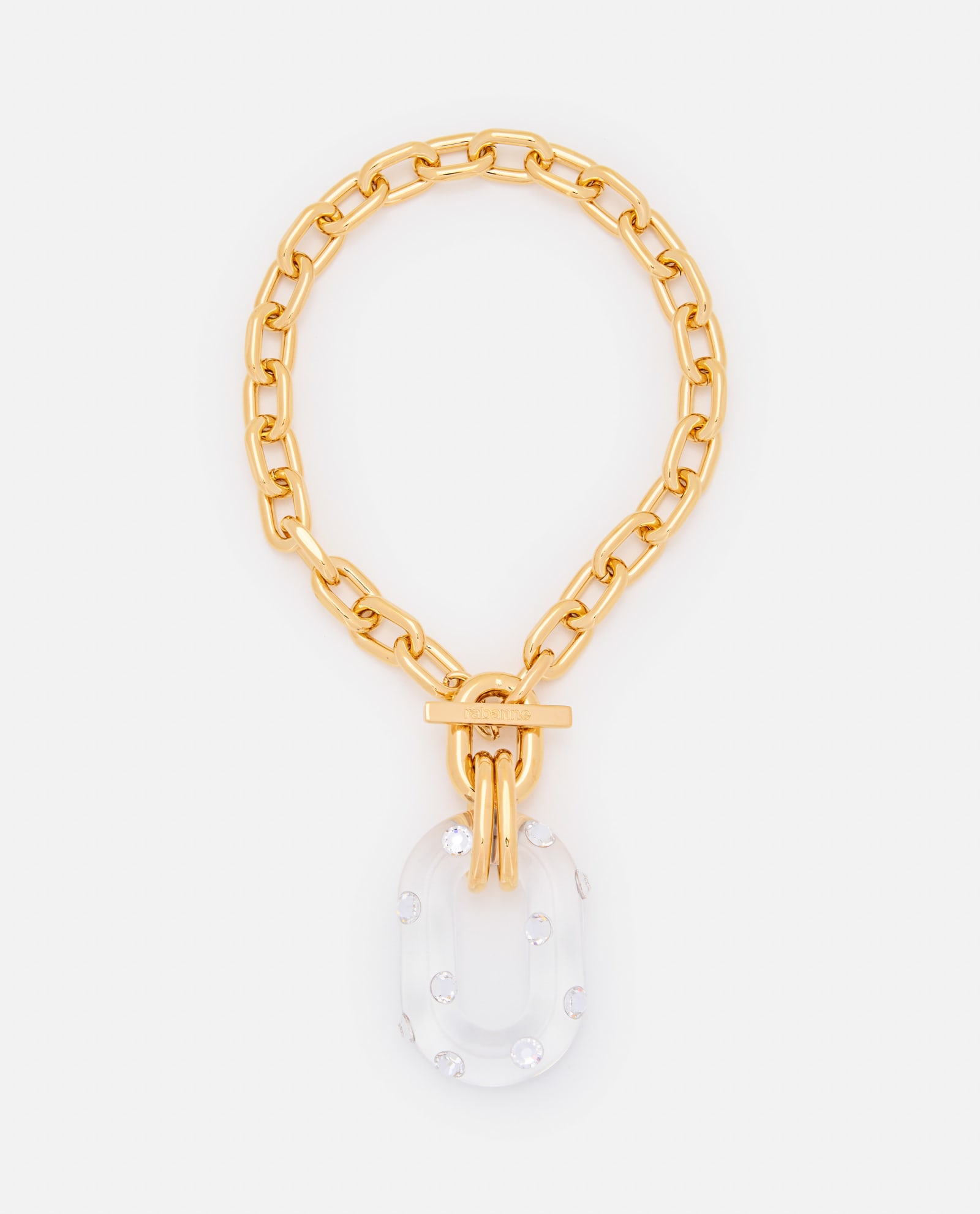 Shop Rabanne Gold Collier W/crystral Stone In Golden