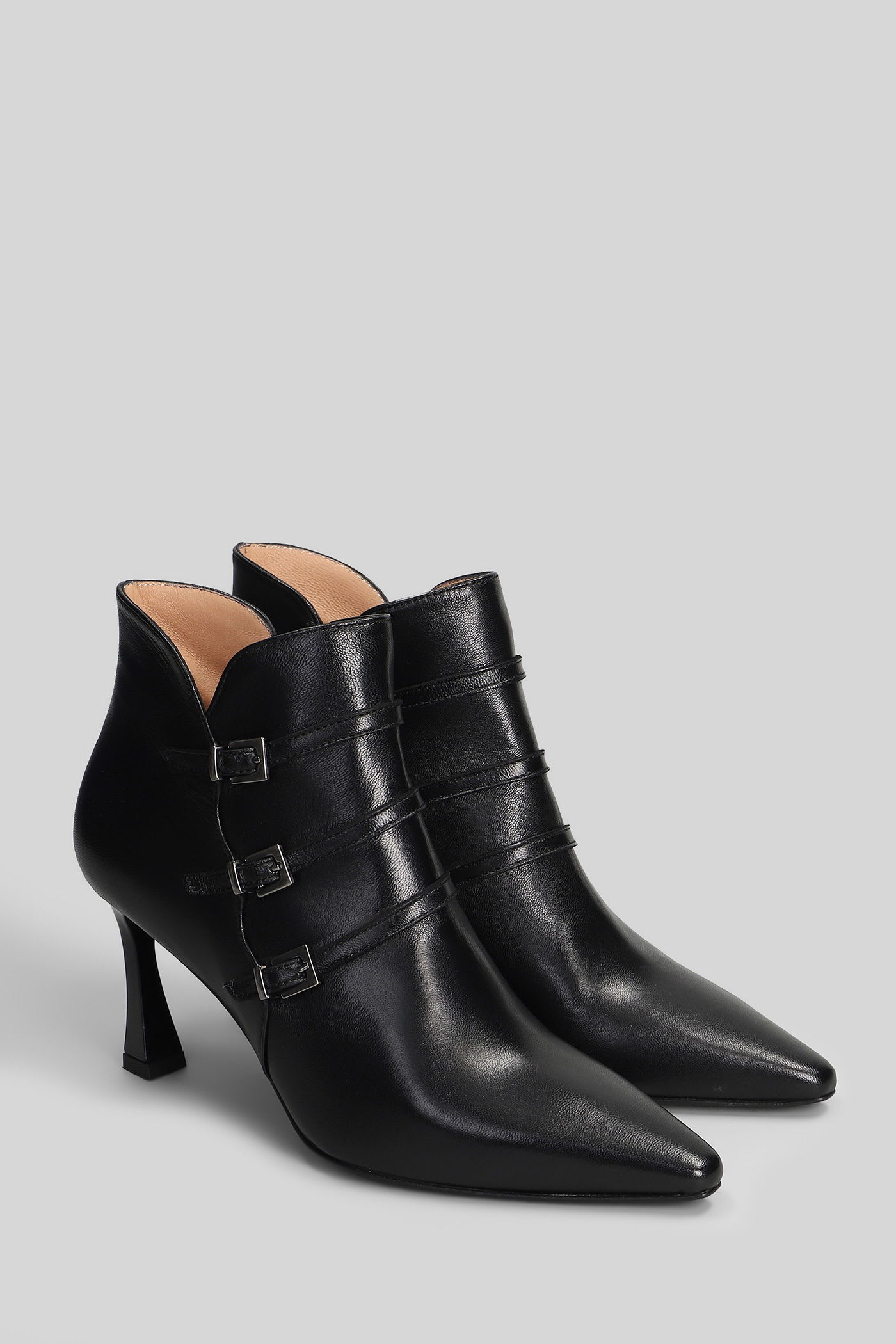 The Seller High Heels Ankle Boots In Black Leather In Black
