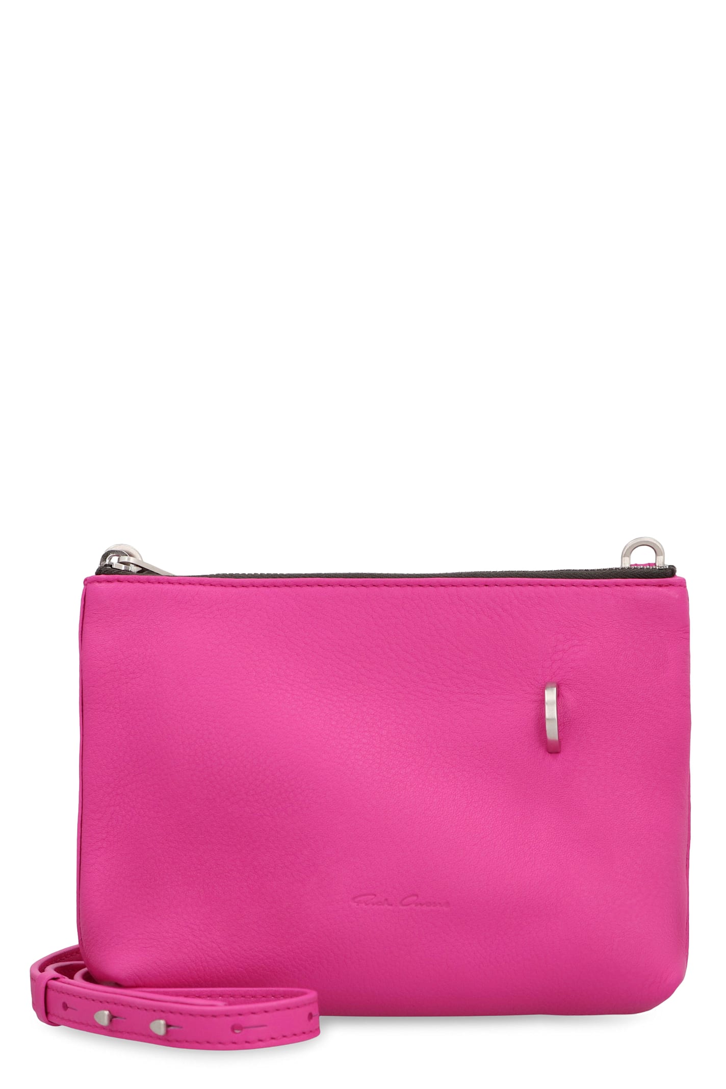 Rick Owens Mini Leather Shoulder Bag With Adjustable Strap In Pink