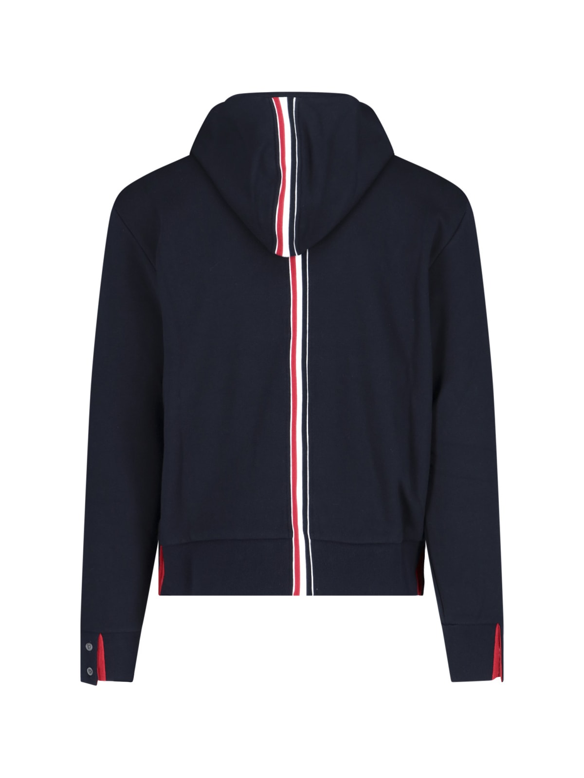 Shop Thom Browne Tricolour Back Band Hoodie In Blue