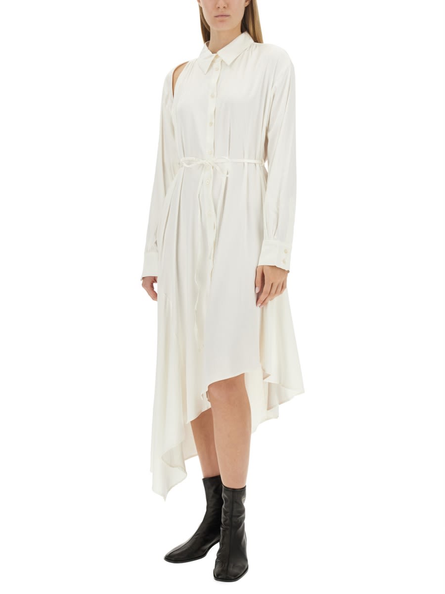 Acne Studios Asymmetric Hem Long Sleeve Dress In Animal Print