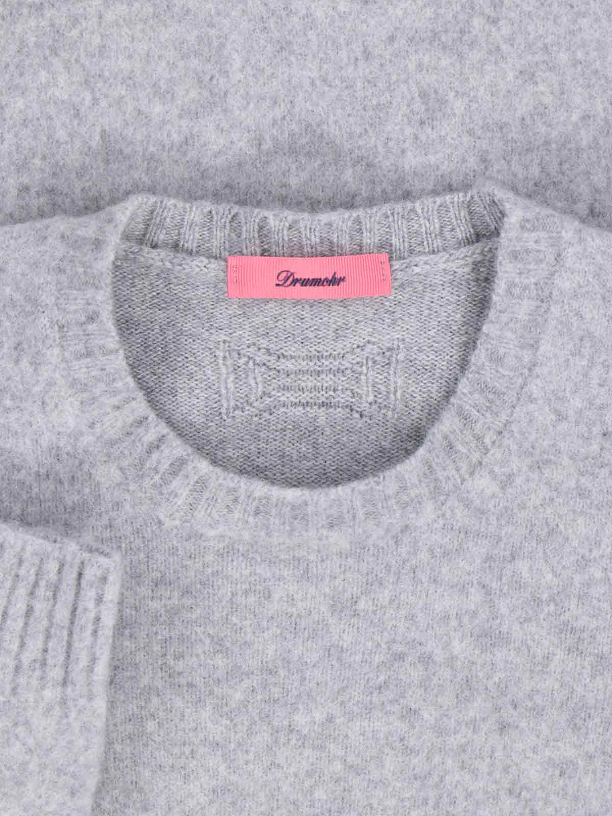 Drumohr Soft Texture Ribbed Crewneck Knitwear In Gray