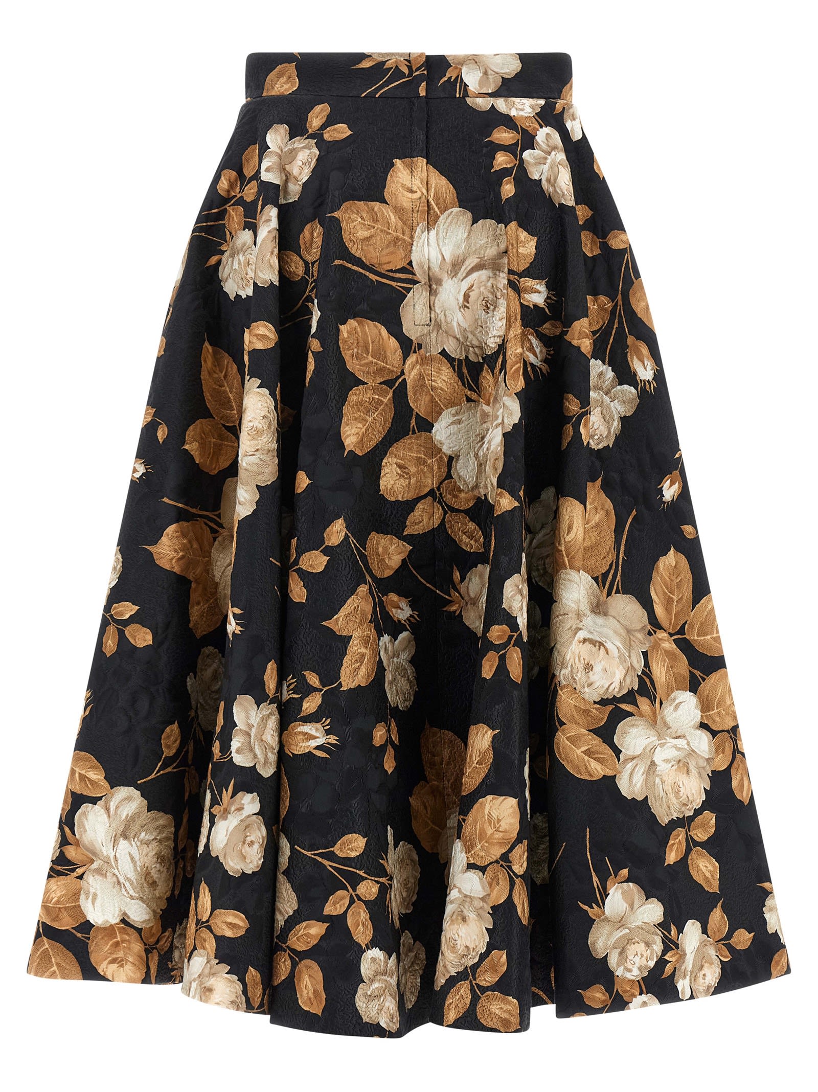 Dolce & Gabbana Brocade Midi Skirt With Structured Waistband In Black
