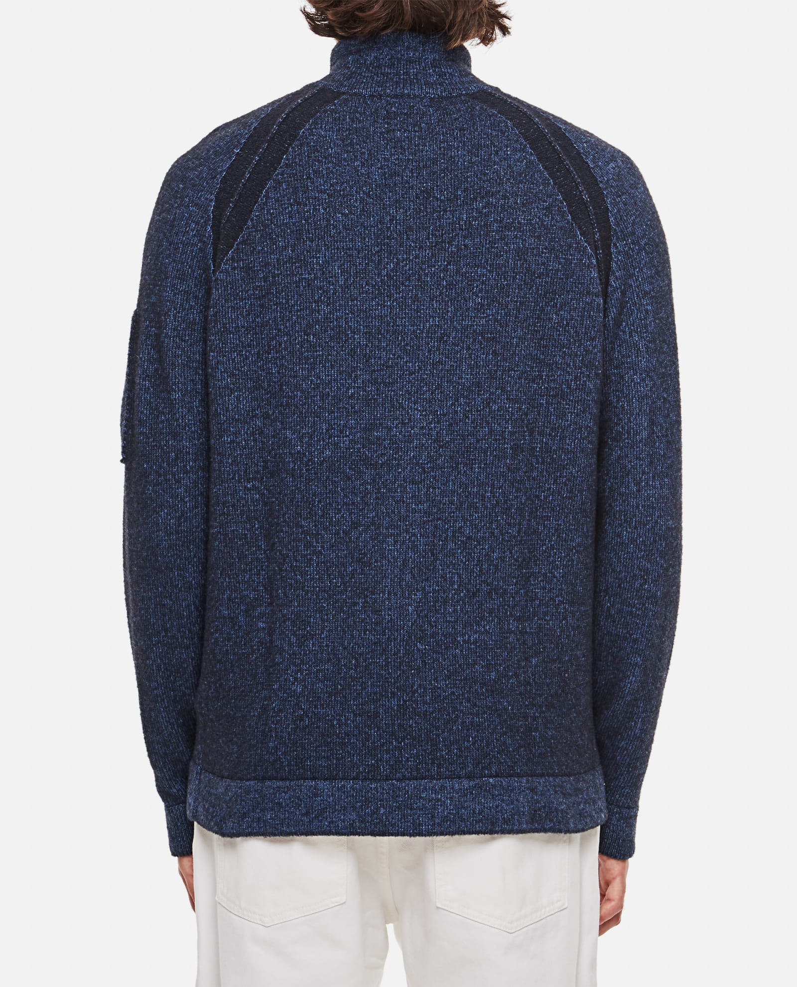 Shop C.p. Company Fleece Knit Zipped Jumper In Blue