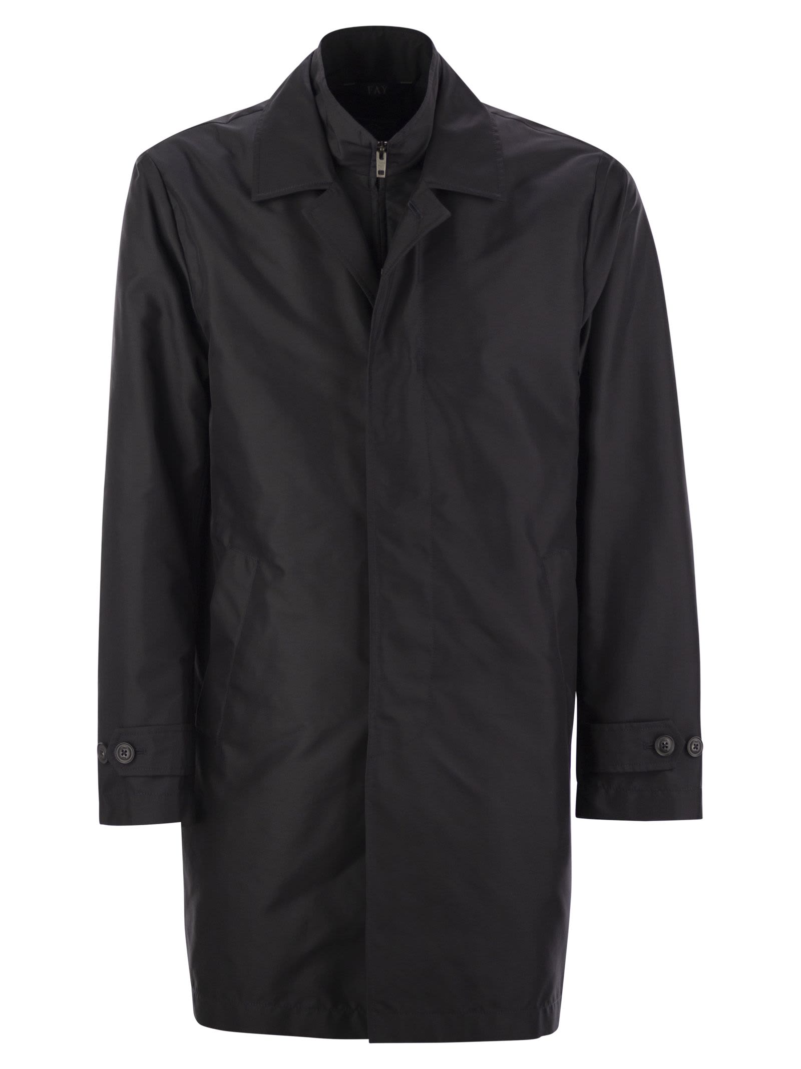 Fay Morning Waterproof Coat With High Collar In Baltic