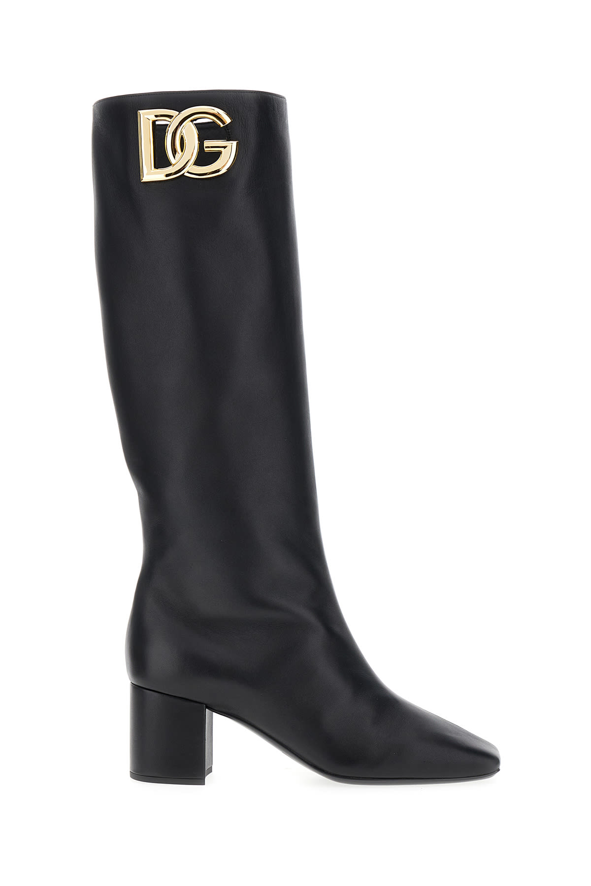 Shop Dolce & Gabbana Black Nappa Leather Jackie Boots In 80999