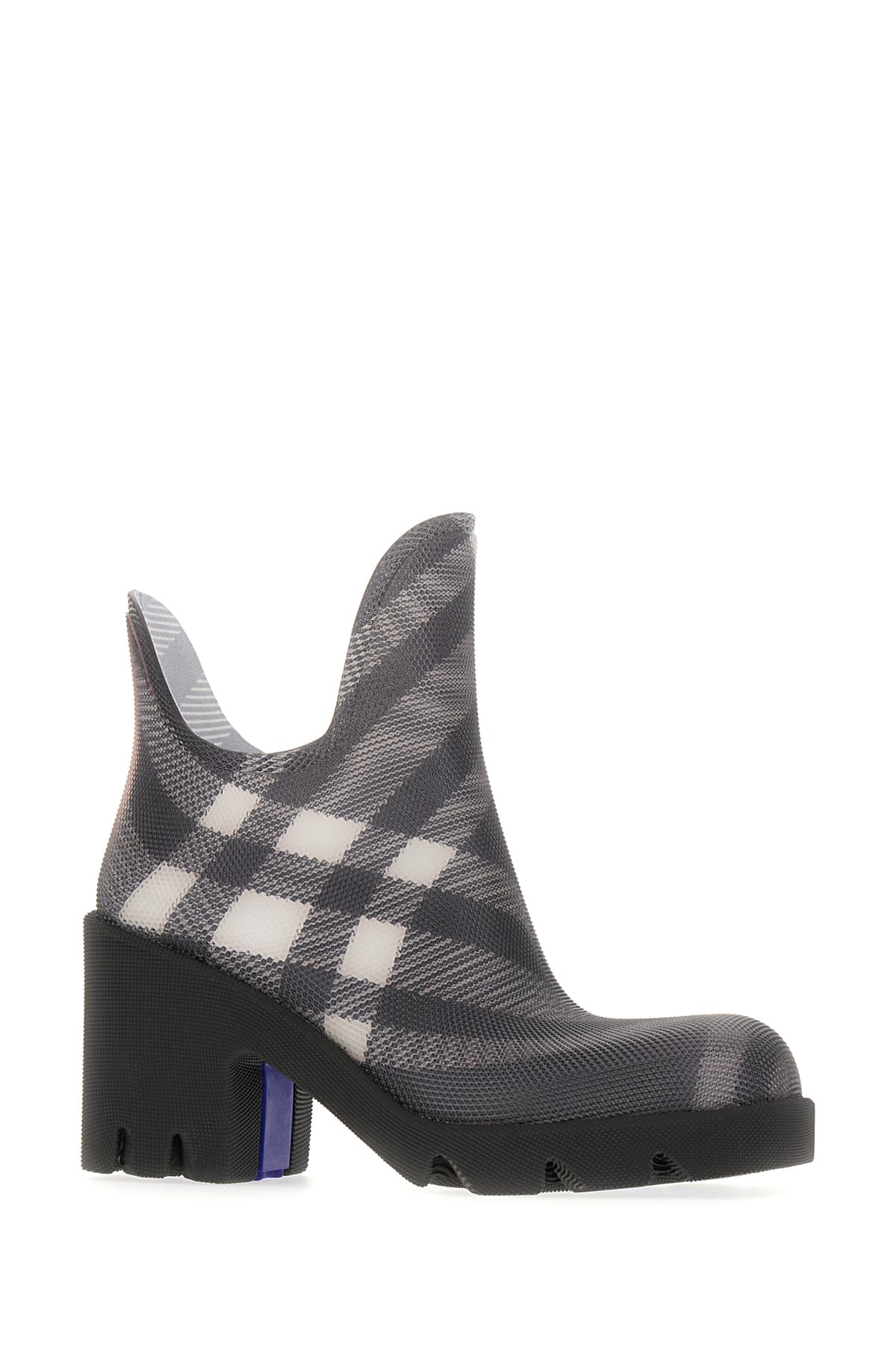 Burberry Marsh Black Rubber Ankle Boots With Check Pattern In Blackipchk