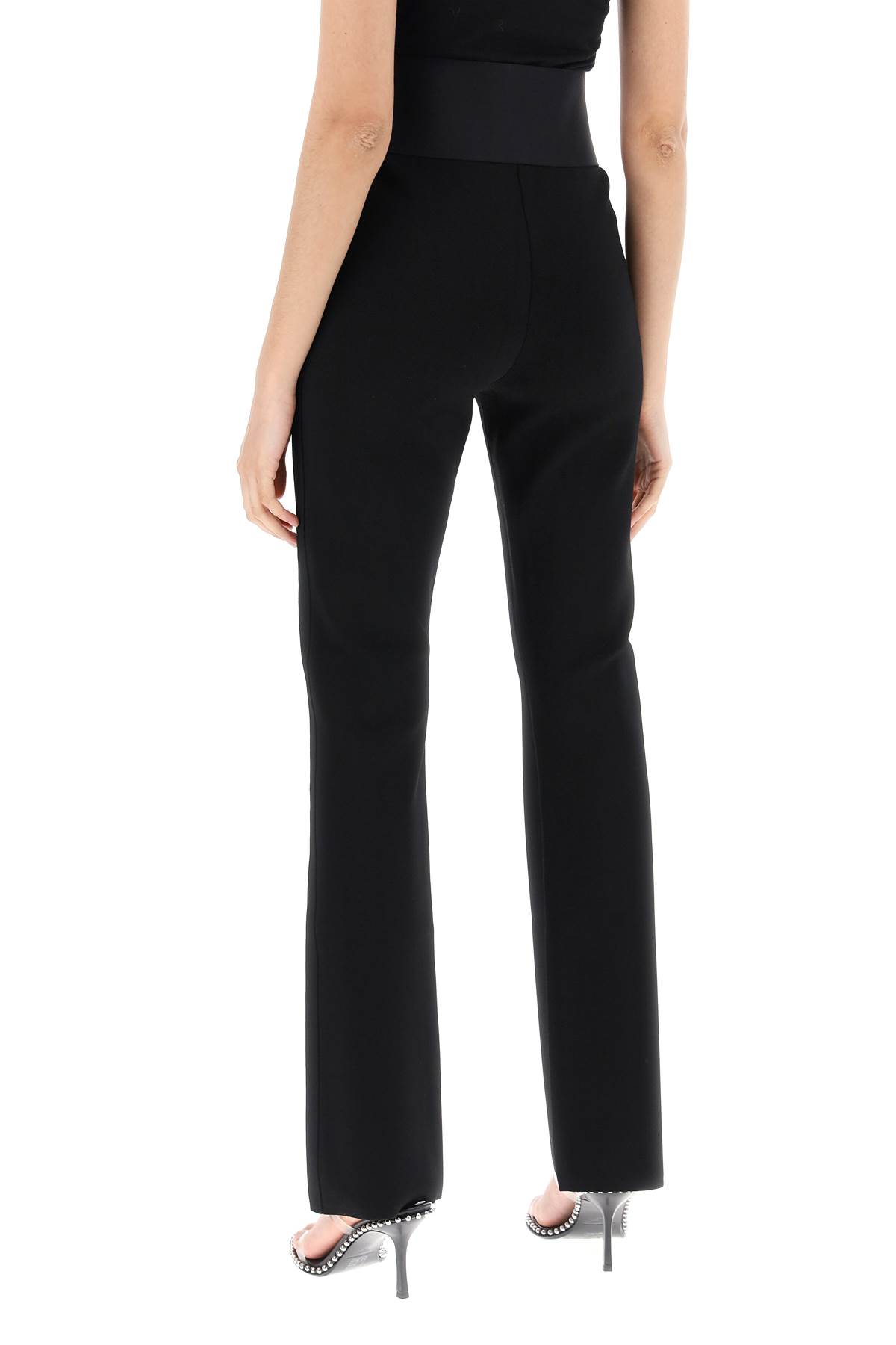 Shop Alexander Wang Flared Pants With Branded Stripe In Black (black)