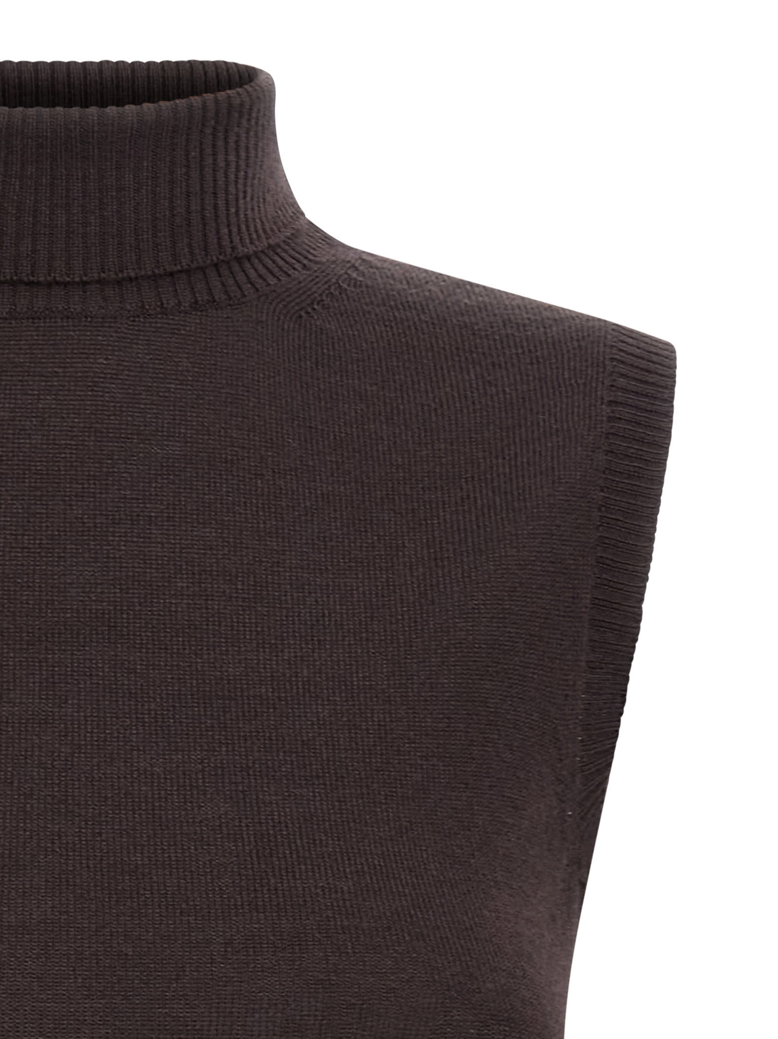 Sportmax Mock Neck Sleeveless Knitwear Brown In Black