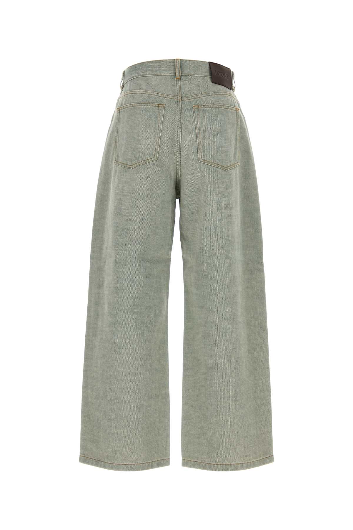 Loewe Relaxed Fit Wide Leg Denim Trousers In Green