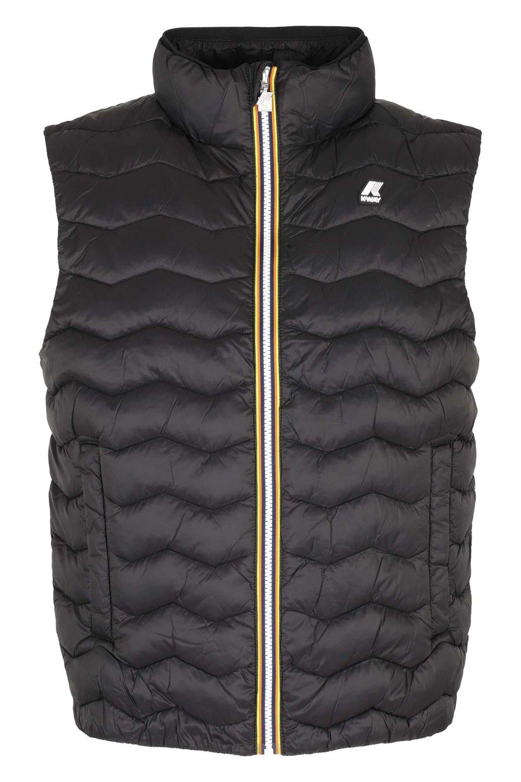 Shop K-way Valen Quilted Warm Zipped Gilet Vest In Black