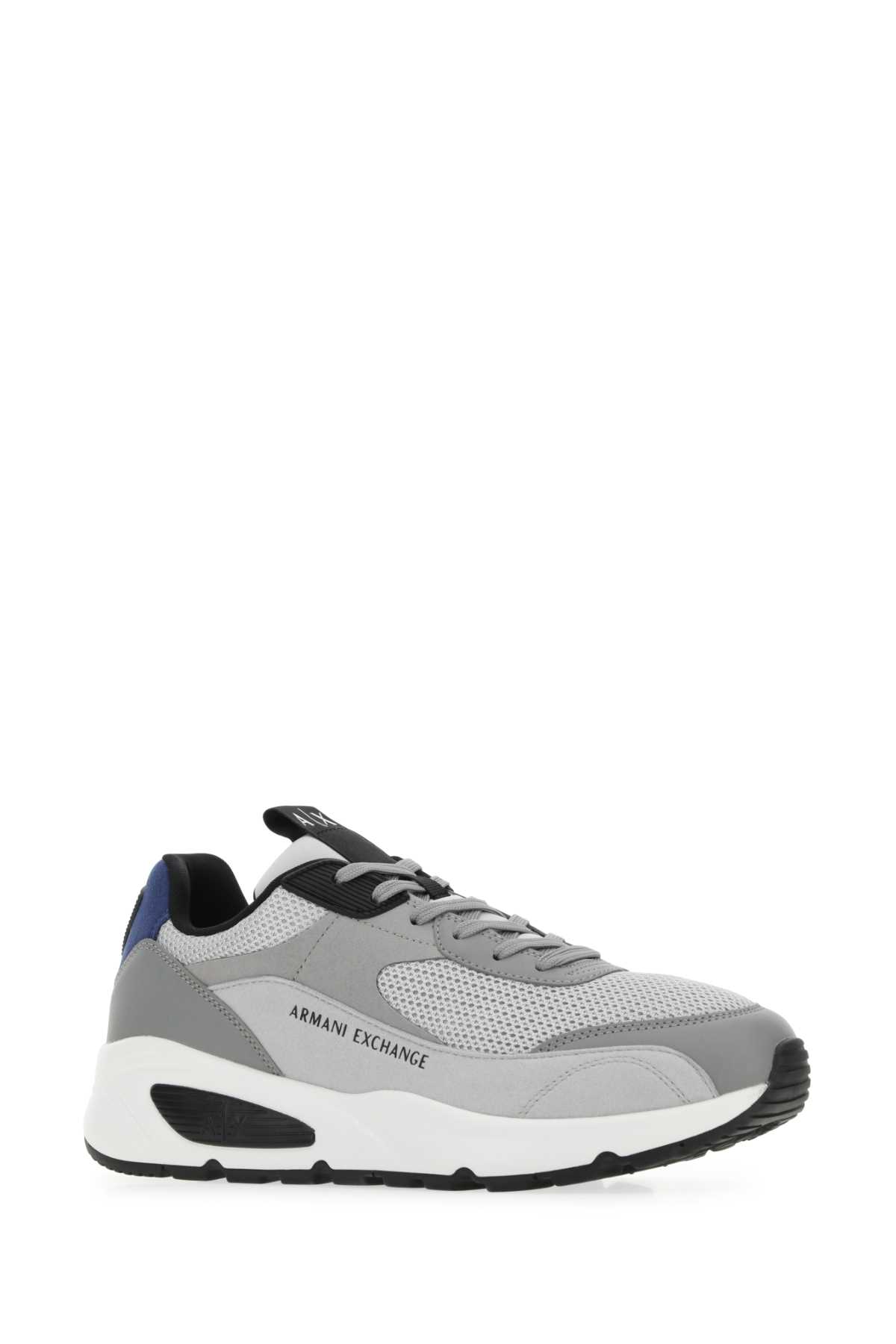Shop Armani Exchange Grey Fabric And Mesh Sneakers In S280