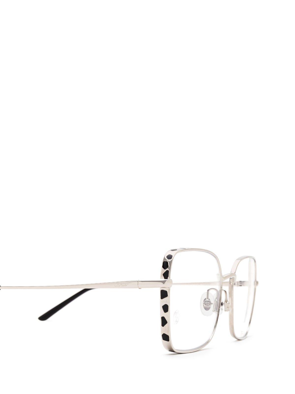 Shop Cartier Square Frame Glasses In 002 Silver Silver Transpa