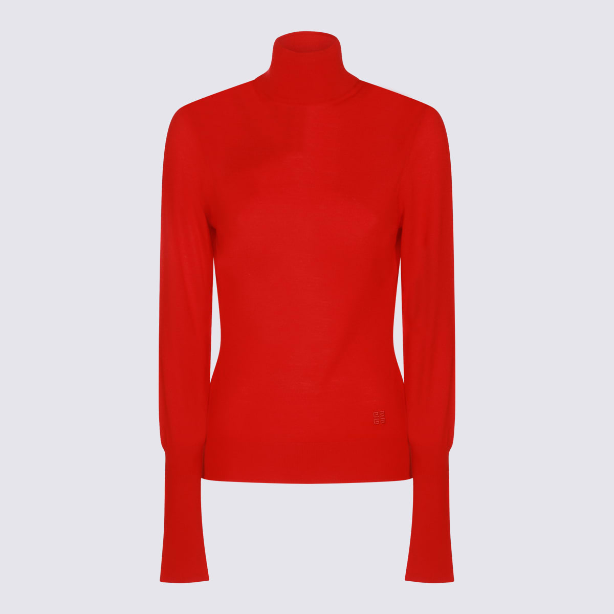 Givenchy Slim Fit Sweater In Wool With Draped Open Back In Red