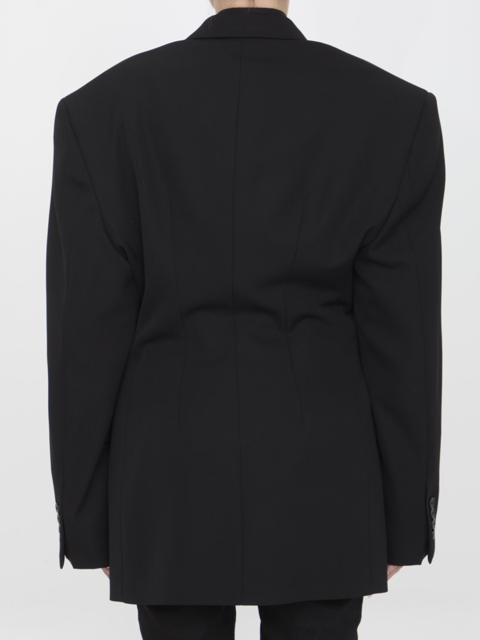 Shop Balenciaga Cinched Jacket In Black