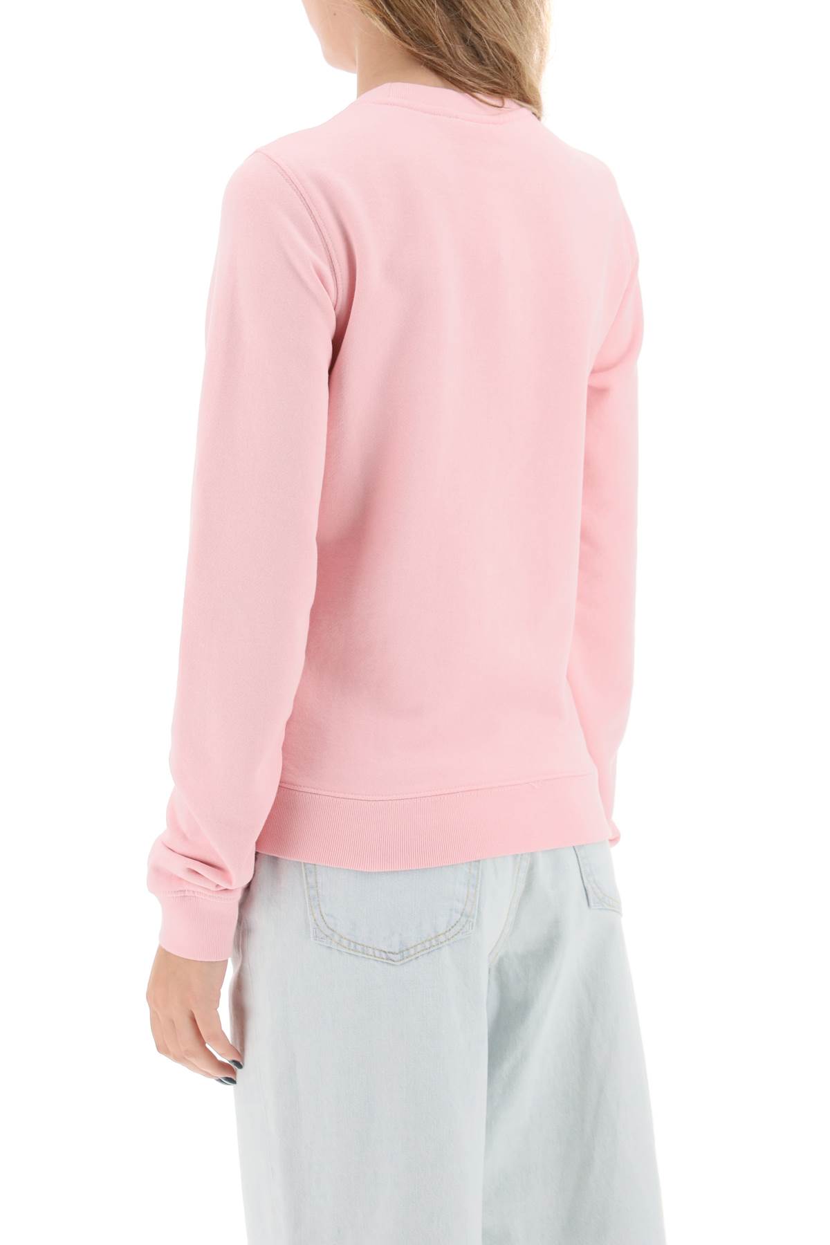 Shop Maison Kitsuné Fox Head Crew-neck Sweatshirt In Pale Pink (pink)