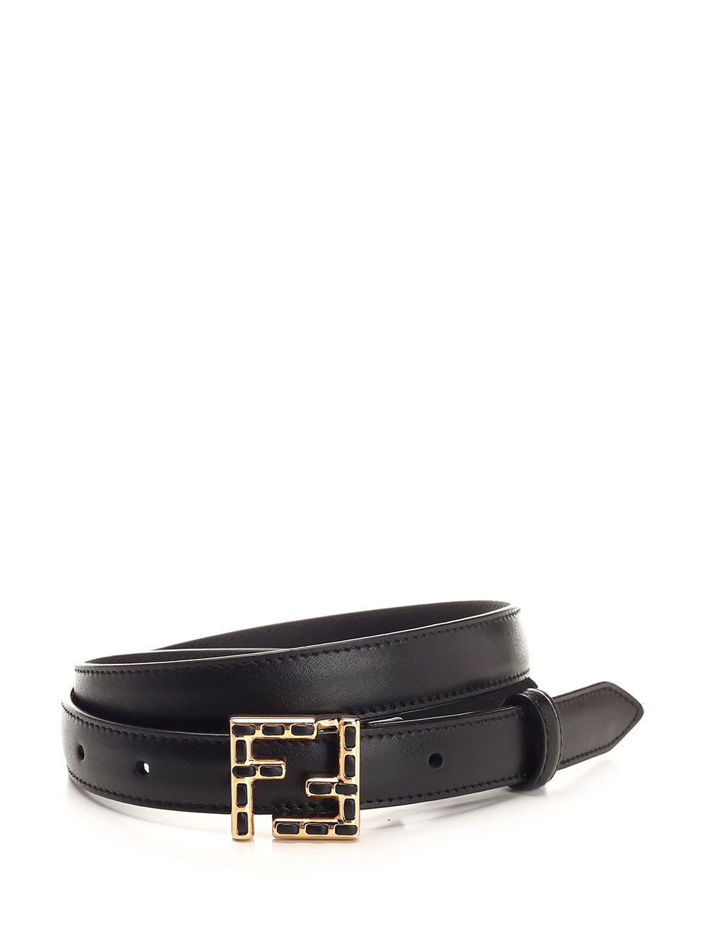 Shop Fendi Ff Buckle Belt In Black