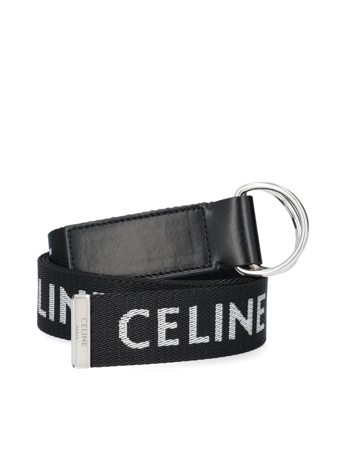 Shop Celine Medium Double Ring Belt In Si Black