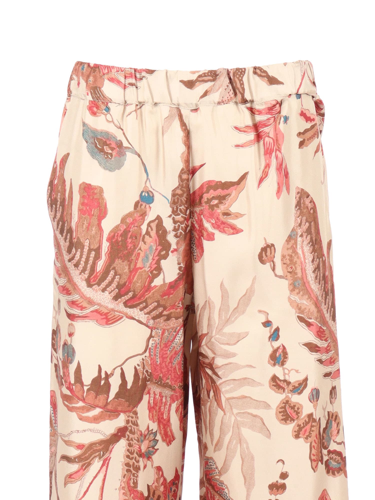 Weekend Max Mara Elastic Waistband Wide Leg Floral Print Trousers In Animal Print