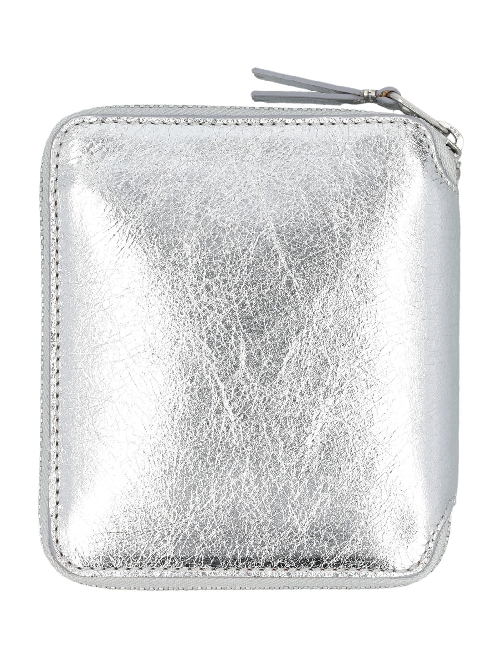 Comme Des Garçons Metallic Zip Around Wallet In Metallic