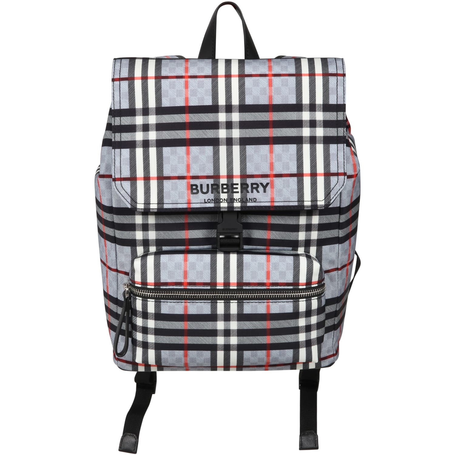 Burberry Gray Backpack For Kids With Black Logo