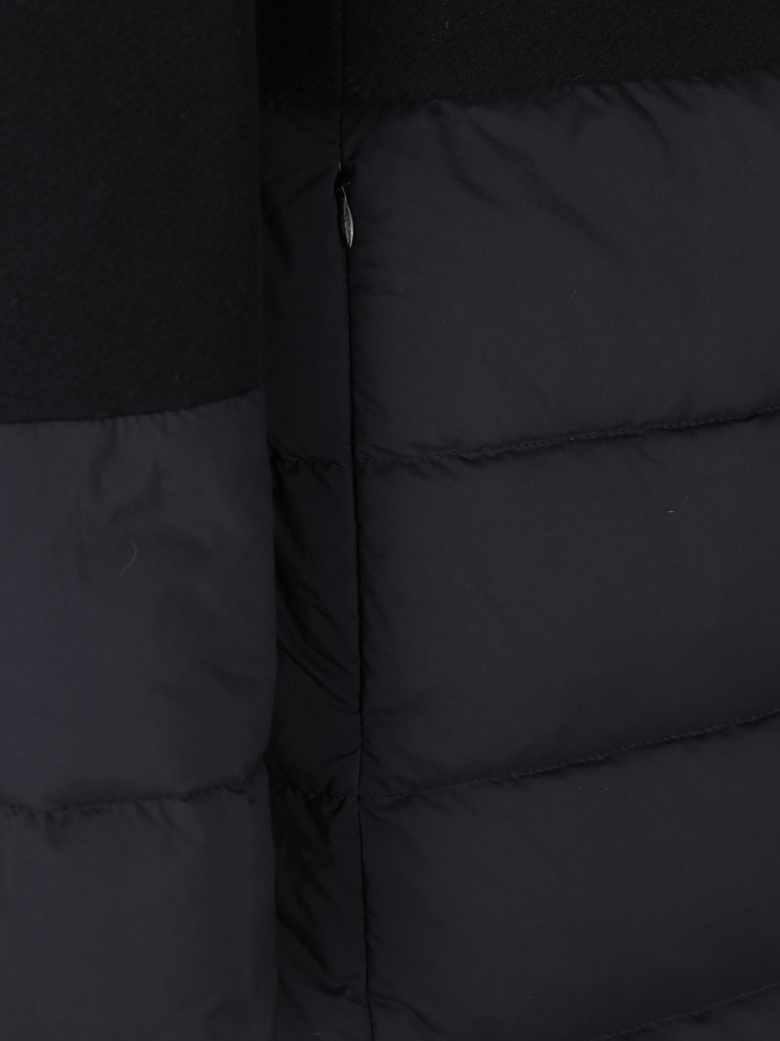 Herno Mixed Media Hooded Down Coat In Black