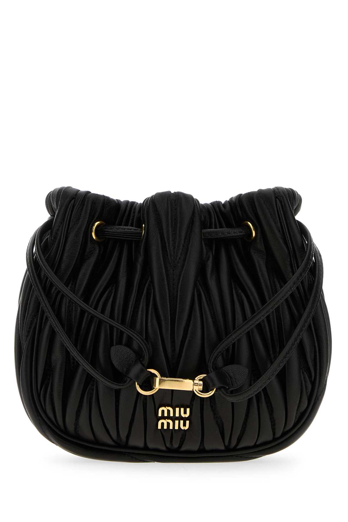 Miu Miu Black Nappa Leather Pouch In Black