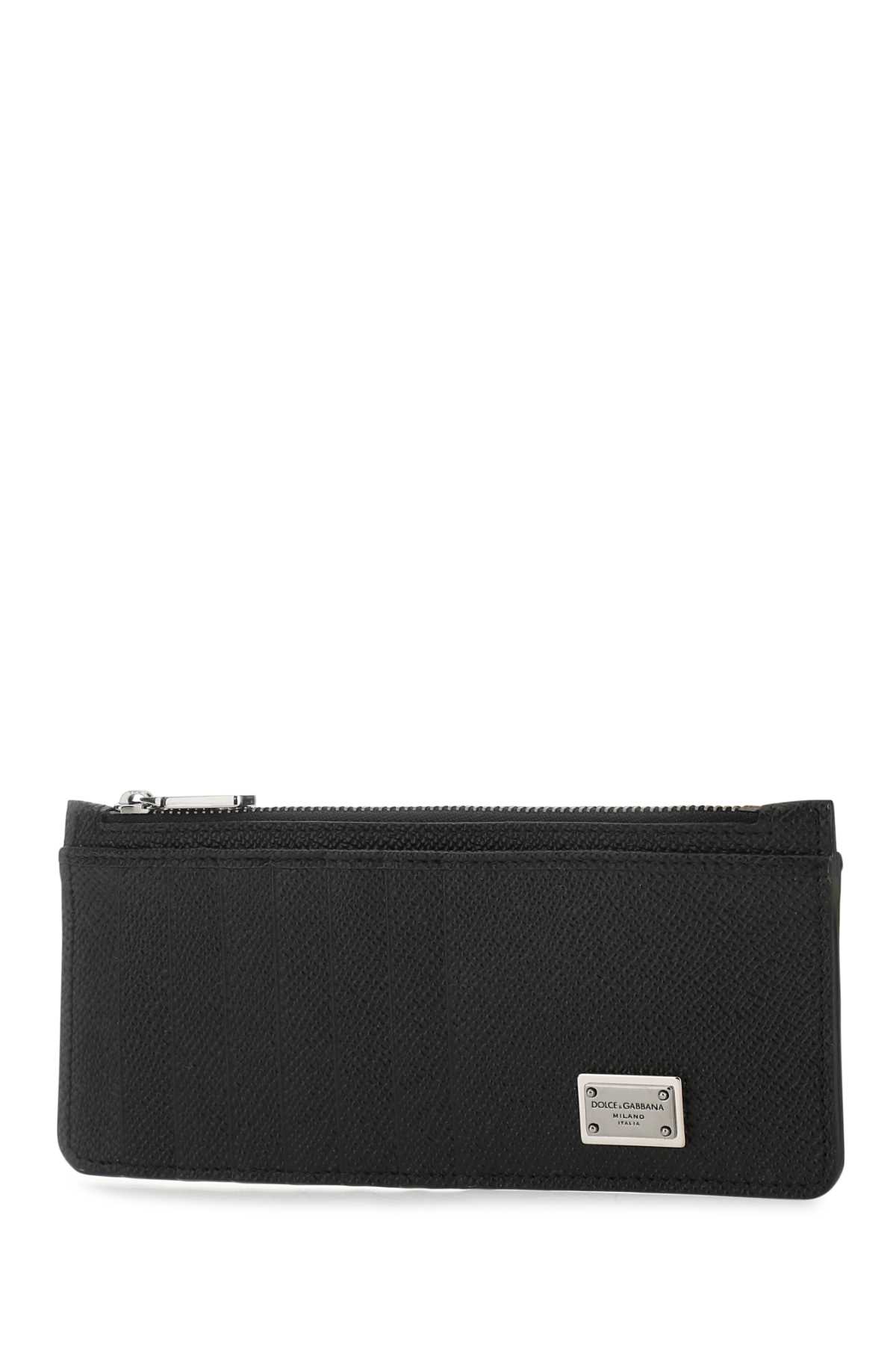 Shop Dolce & Gabbana Black Leather Card Holder In 80999