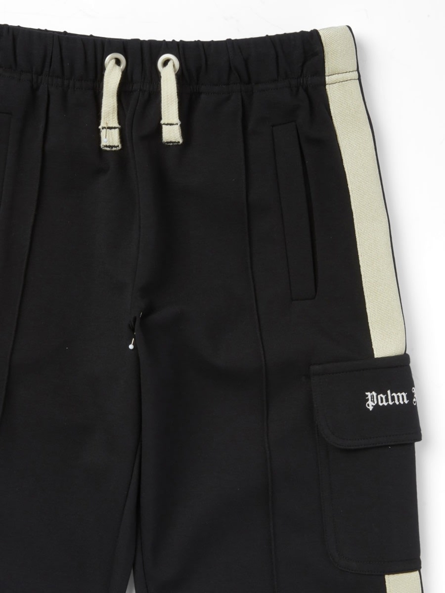 Palm Angels Boy's Logo-print Cargo Pants In Black