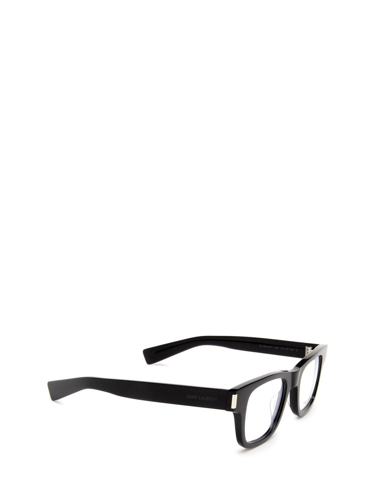 Shop Saint Laurent Square Frame Glasses In 001 Black Black Transpare