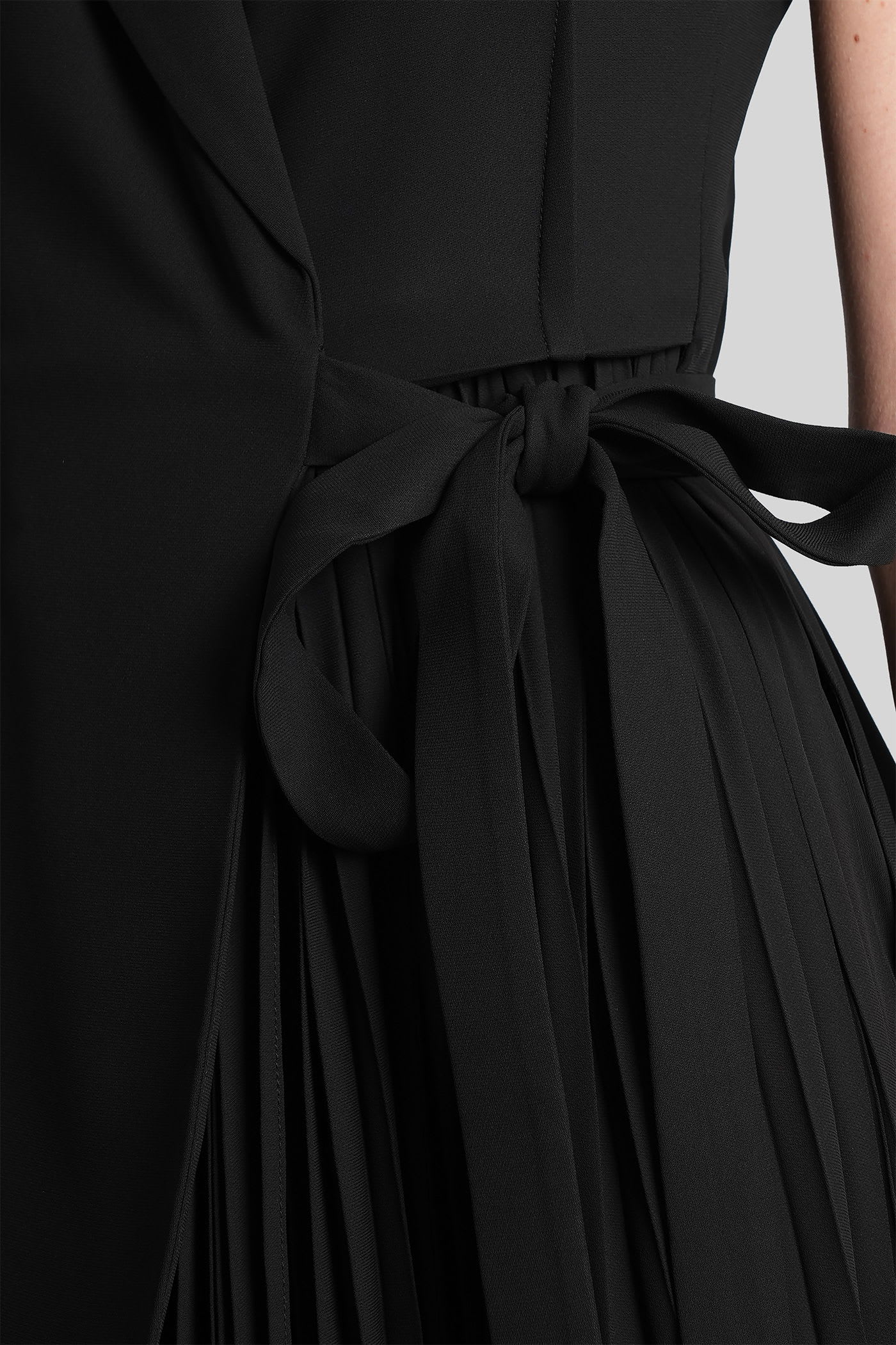 Simkhai Helena Layered Crepe And Chiffon Midi Wrap Dress In Black