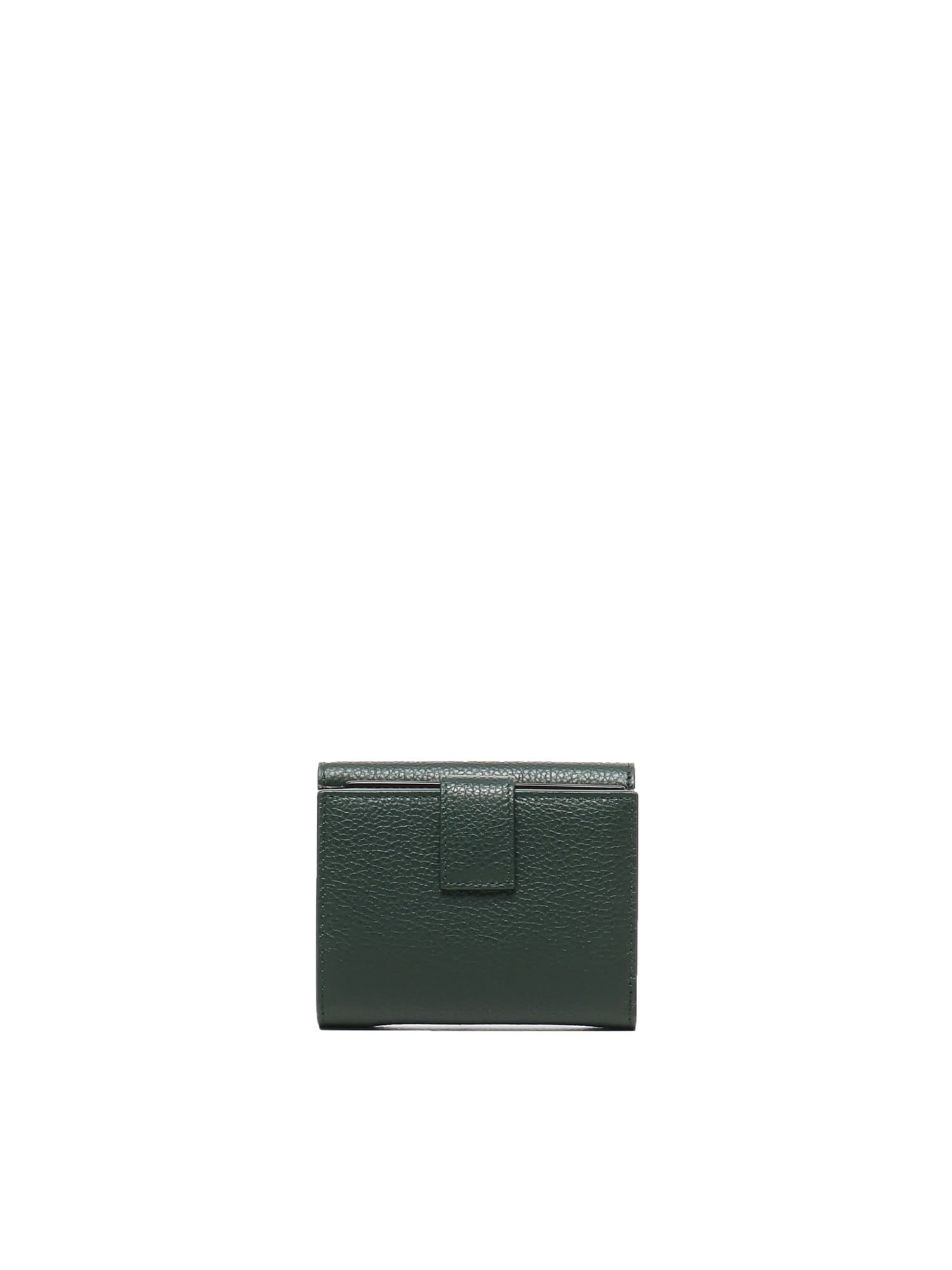 Ferragamo Gancini-plaque Calfskin Wallet In Green
