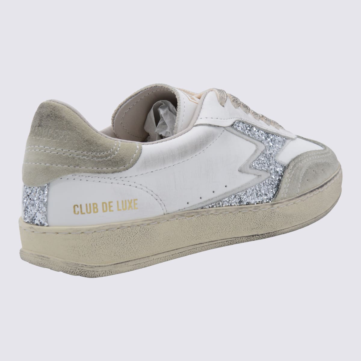 Moa Master Of Arts Silver And White Leather Sneakers In Multi