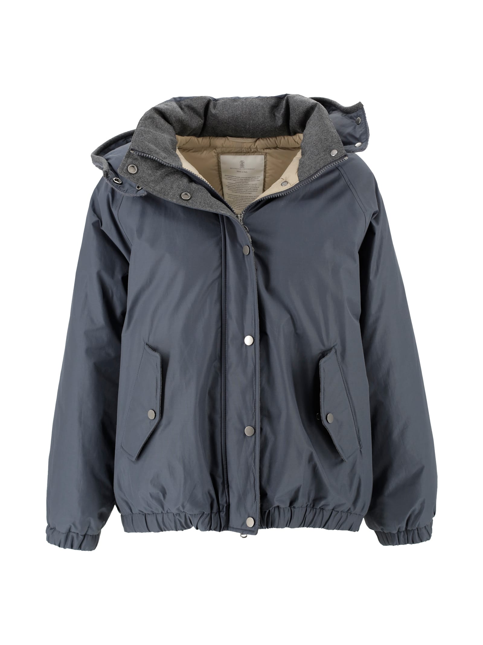 Brunello Cucinelli Taffeta Down Jacket In Blue